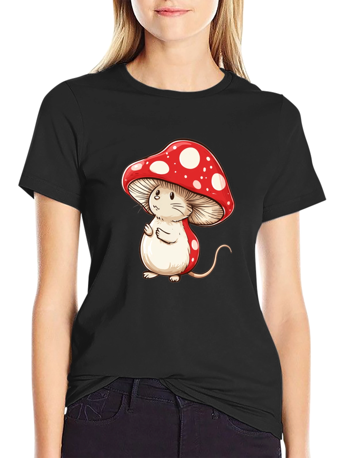 Mushroom Mouse T-Shirt - Fun Cartoon Graphic Tee