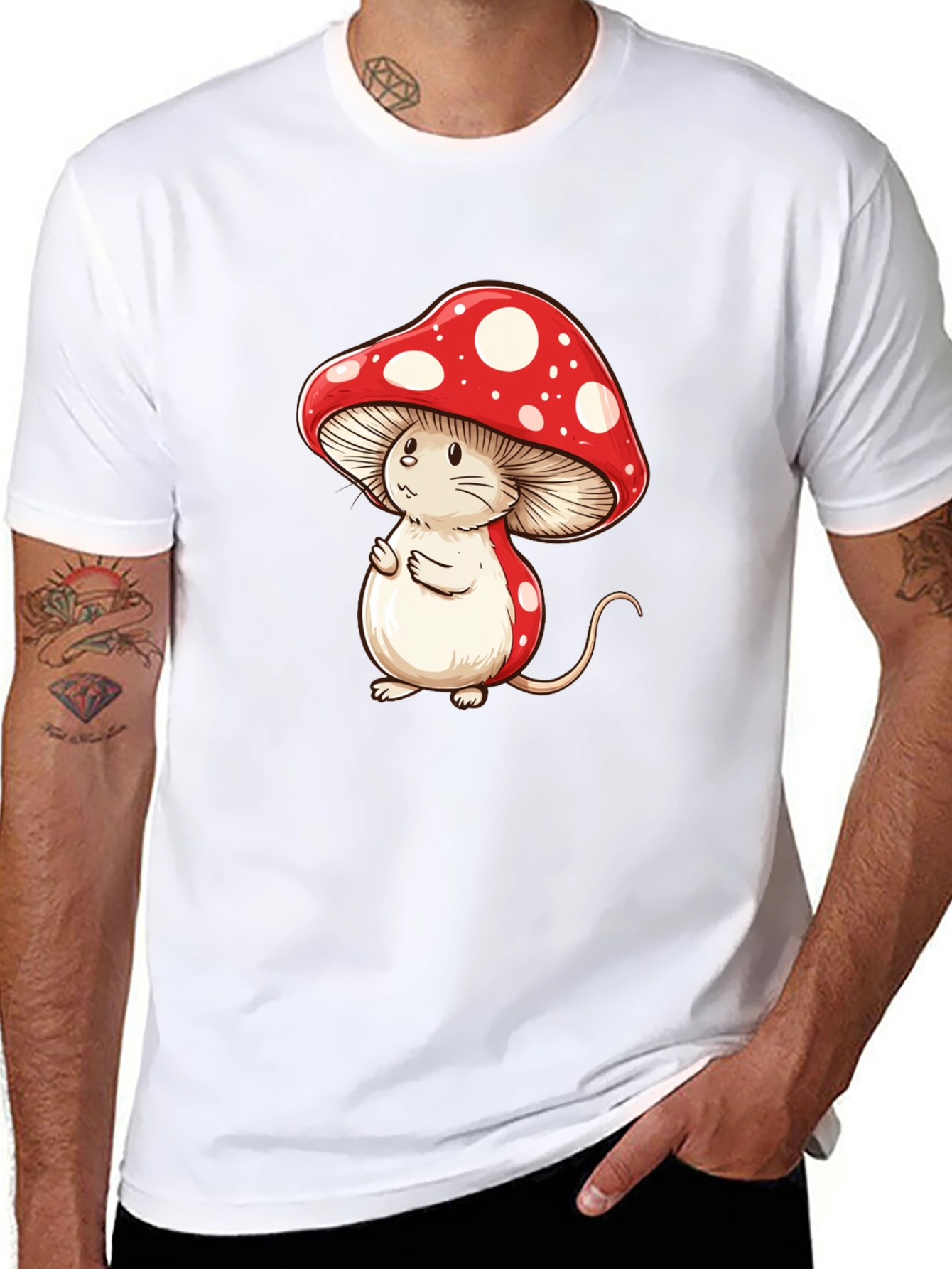 Mushroom Mouse T-Shirt - Fun Cartoon Graphic Tee