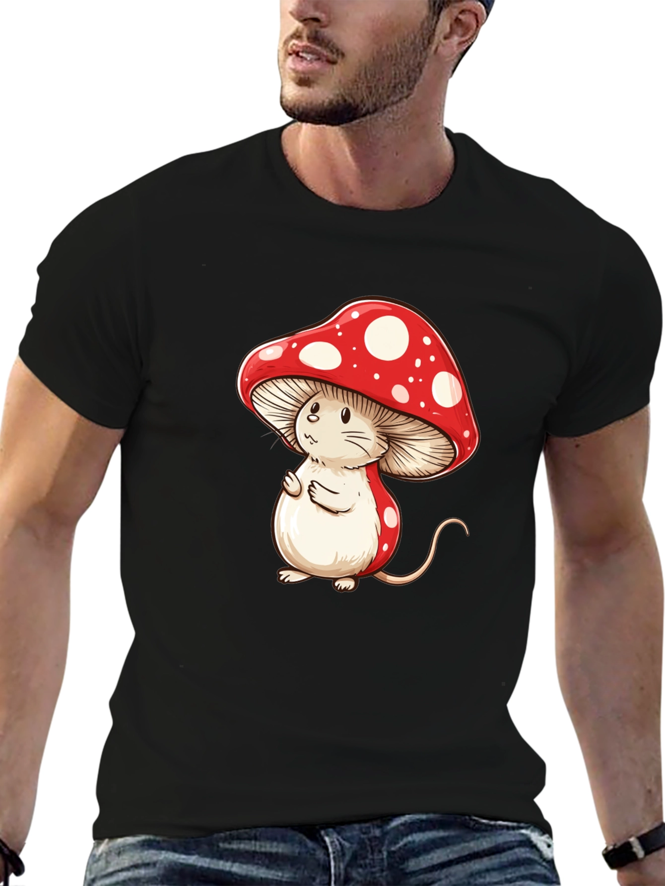 Mushroom Mouse T-Shirt - Fun Cartoon Graphic Tee