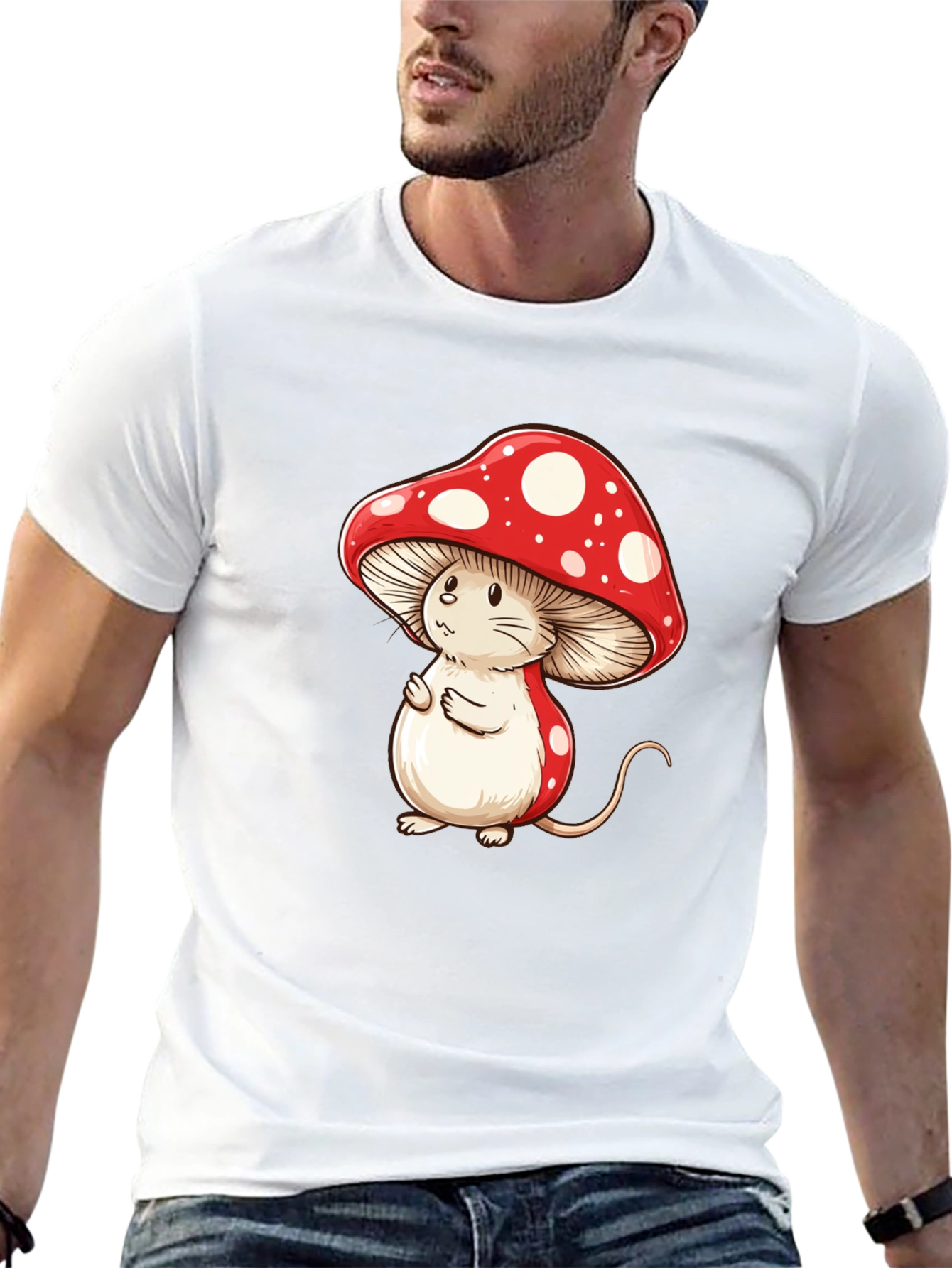 Mushroom Mouse T-Shirt - Fun Cartoon Graphic Tee