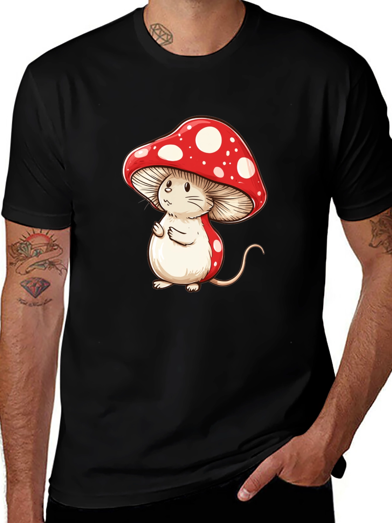 Mushroom Mouse T-Shirt - Fun Cartoon Graphic Tee