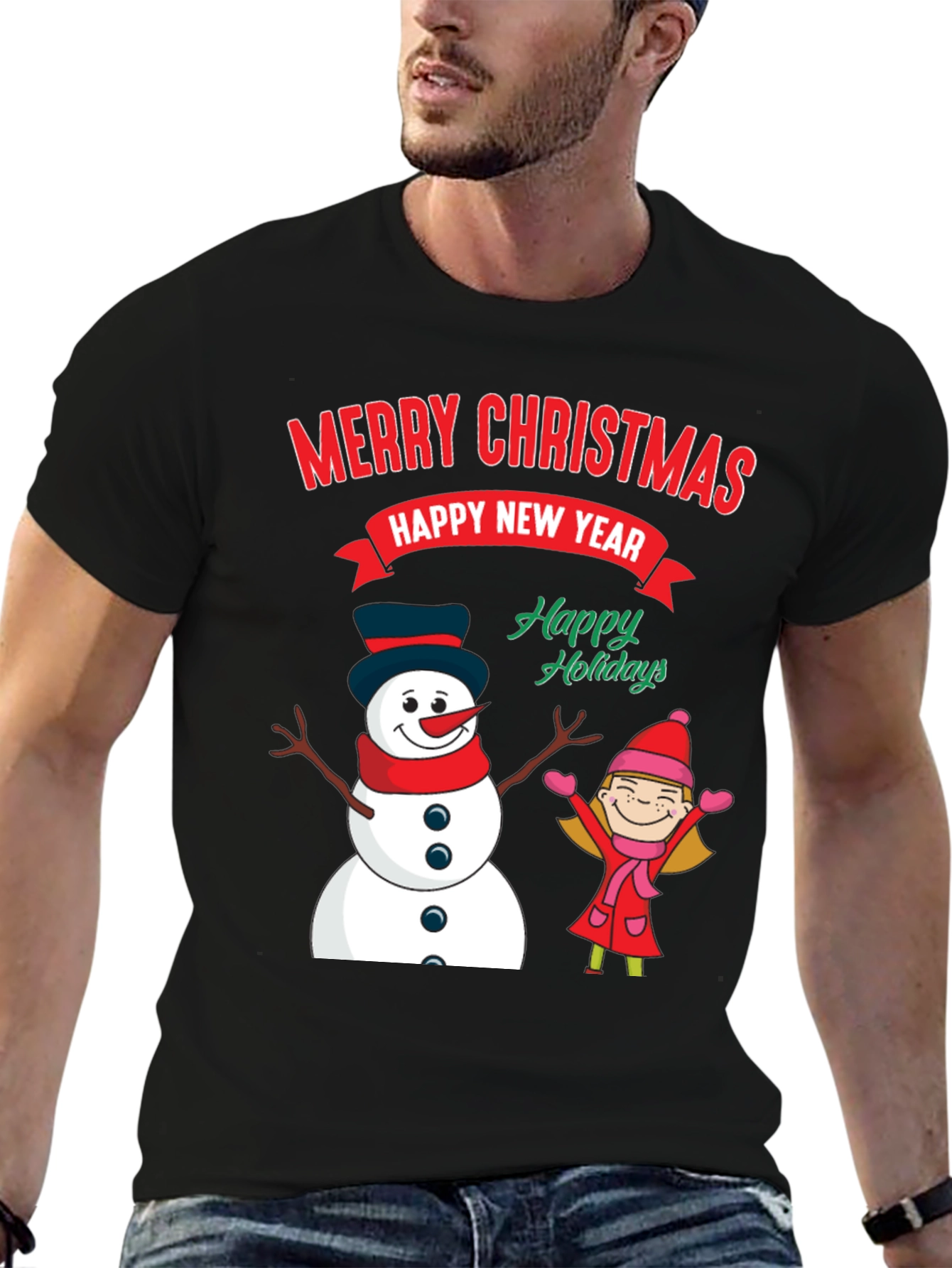 Merry Christmas Happy New Year Graphic Tee
