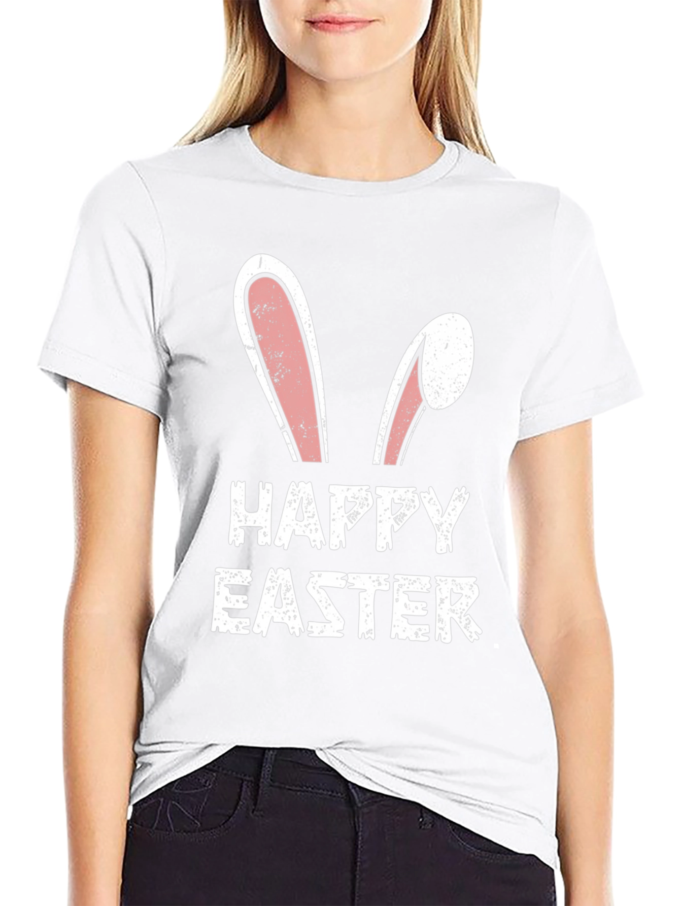 Happy Easter Bunny Ears T-Shirt - Black