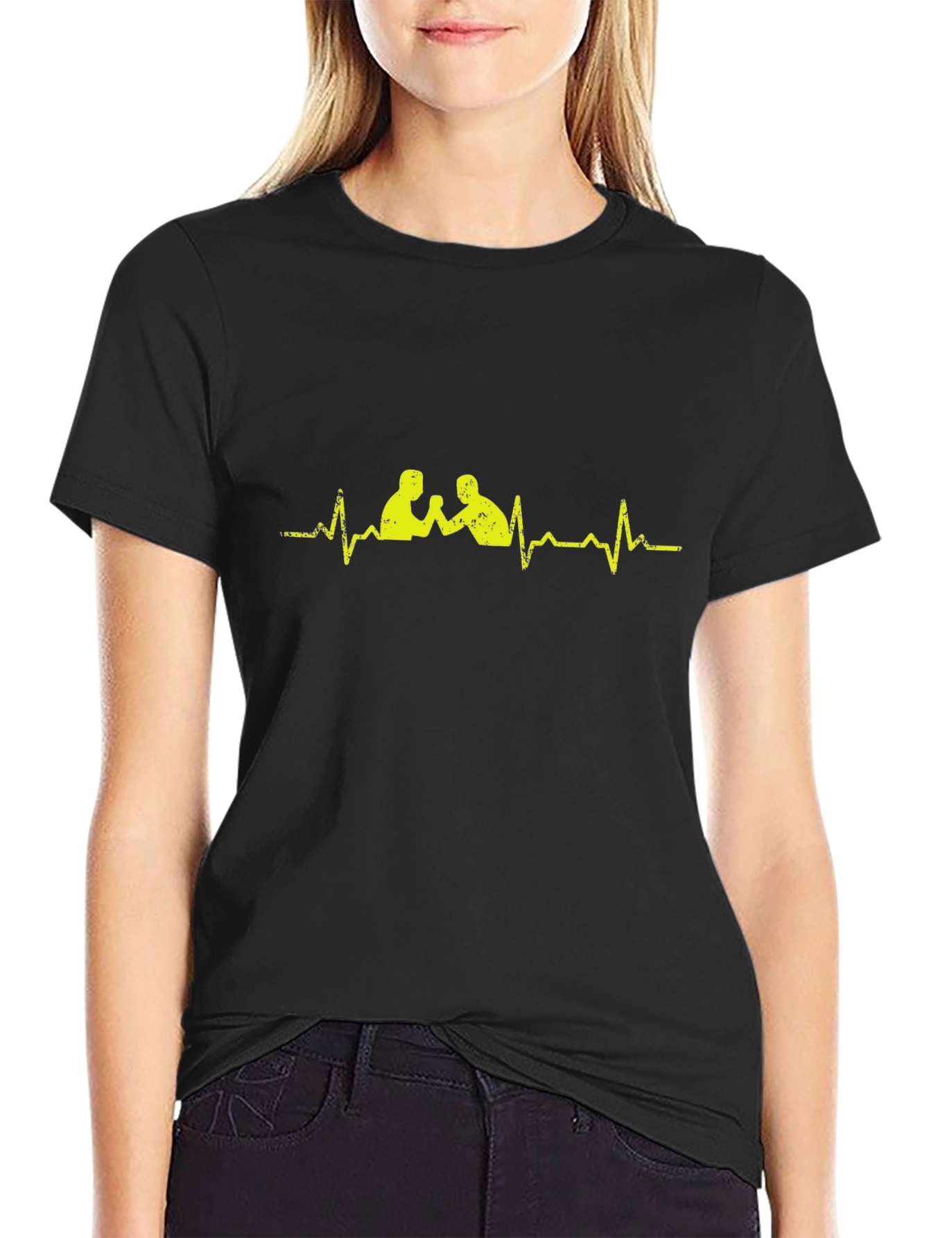 Arm Wrestling Heartbeat T-Shirt - Black