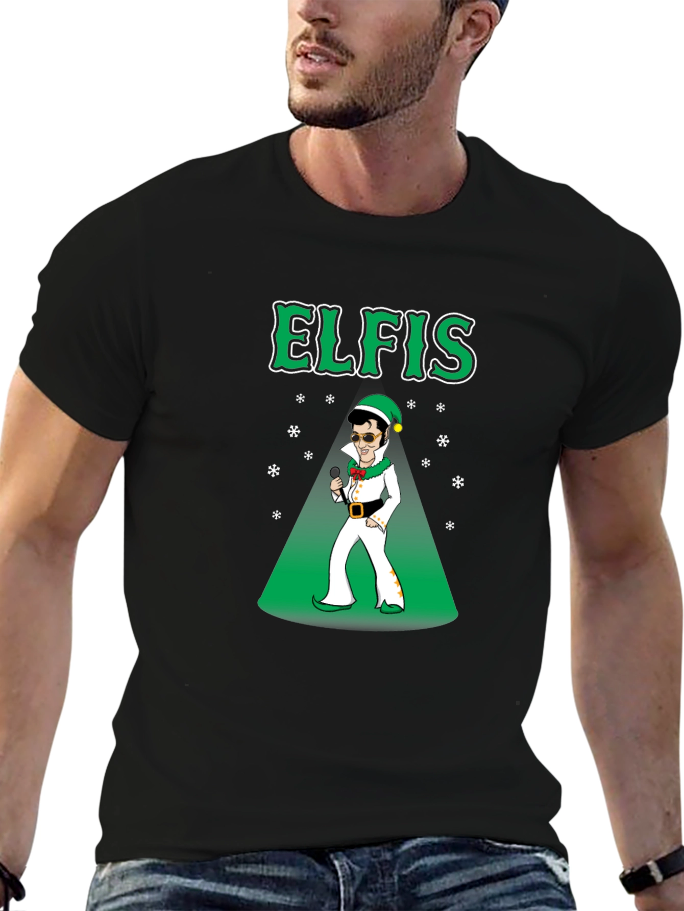 Elfis Christmas T-Shirt - Elvis Elf Holiday Tee