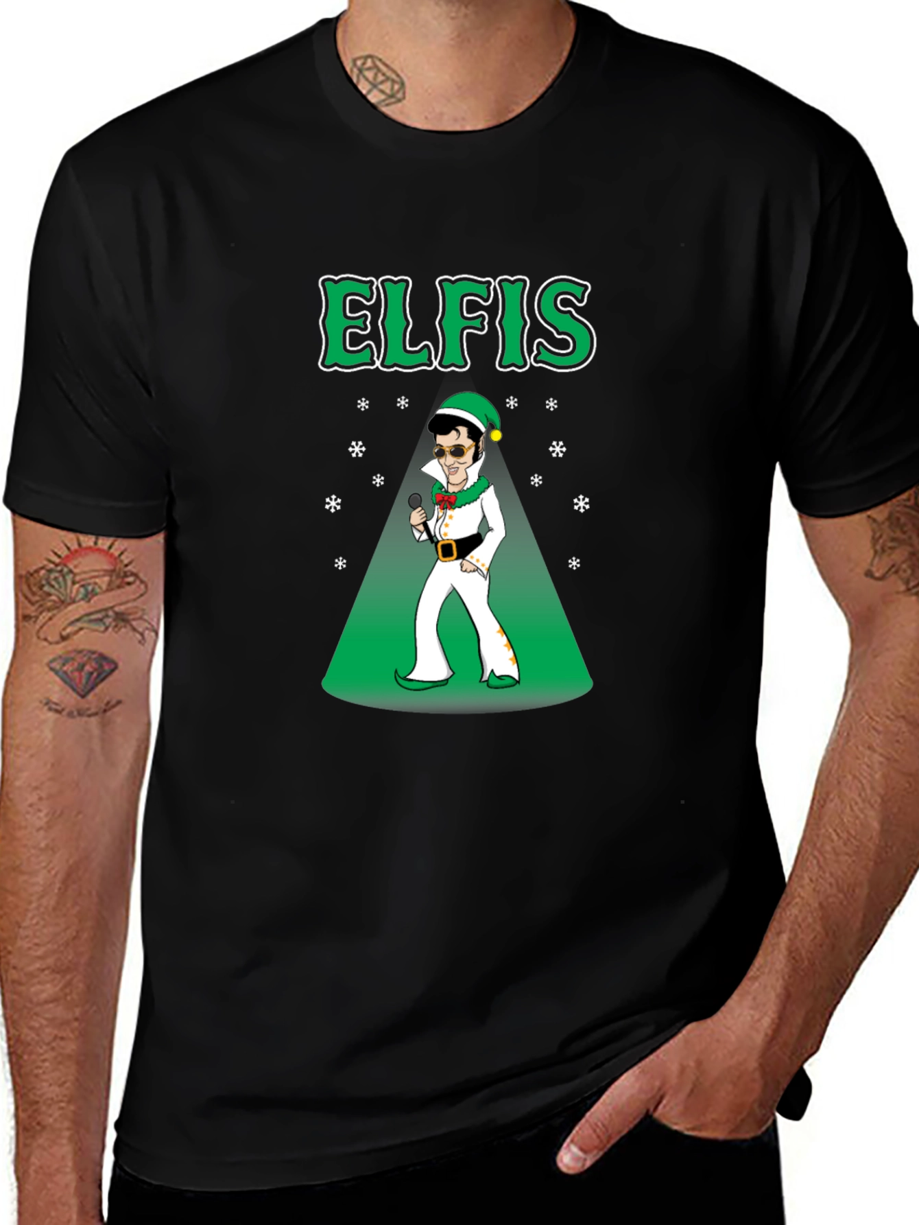 Elfis Christmas T-Shirt - Elvis Elf Holiday Tee