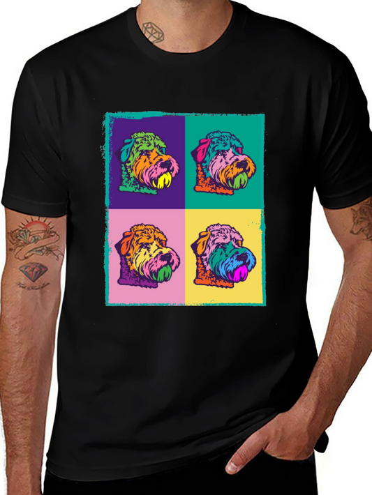 Pop Art Dog Graphic Tee - Colorful Pet Lover Shirt