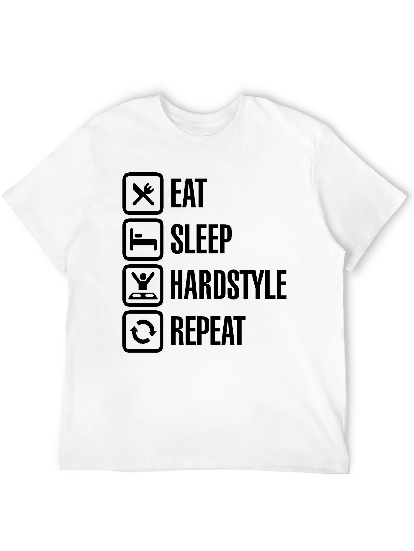 Eat Sleep Hardstyle Repeat Black Graphic Tee