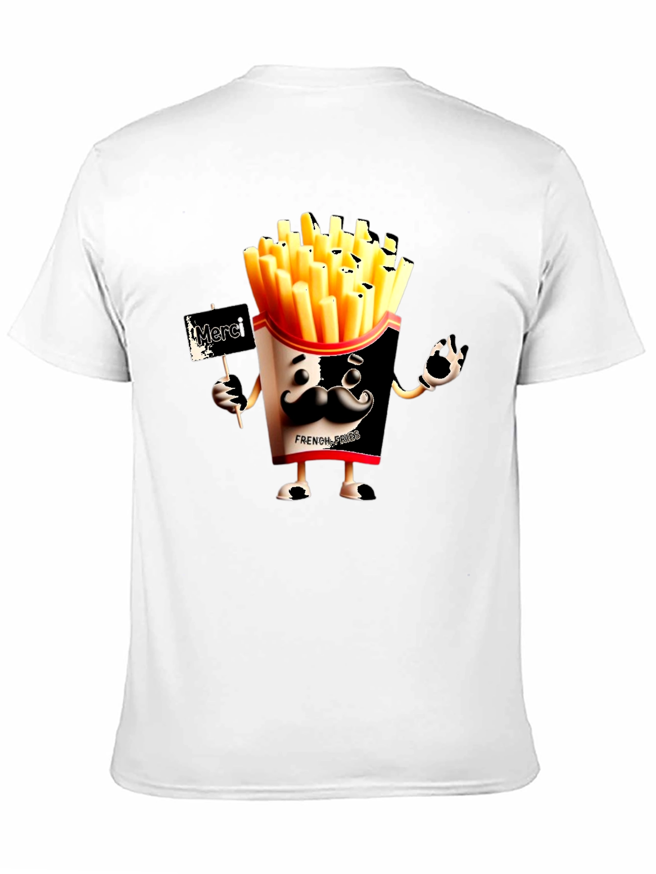 Novelty French Fries Graphic Black T-Shirt