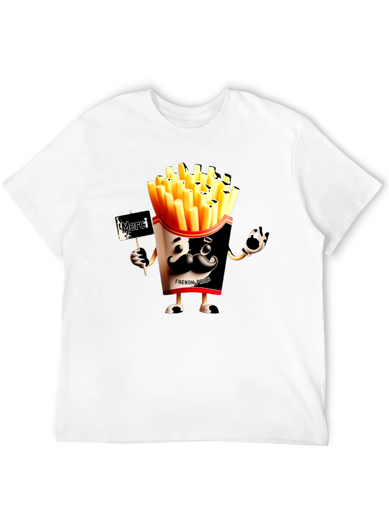 Novelty French Fries Graphic Black T-Shirt