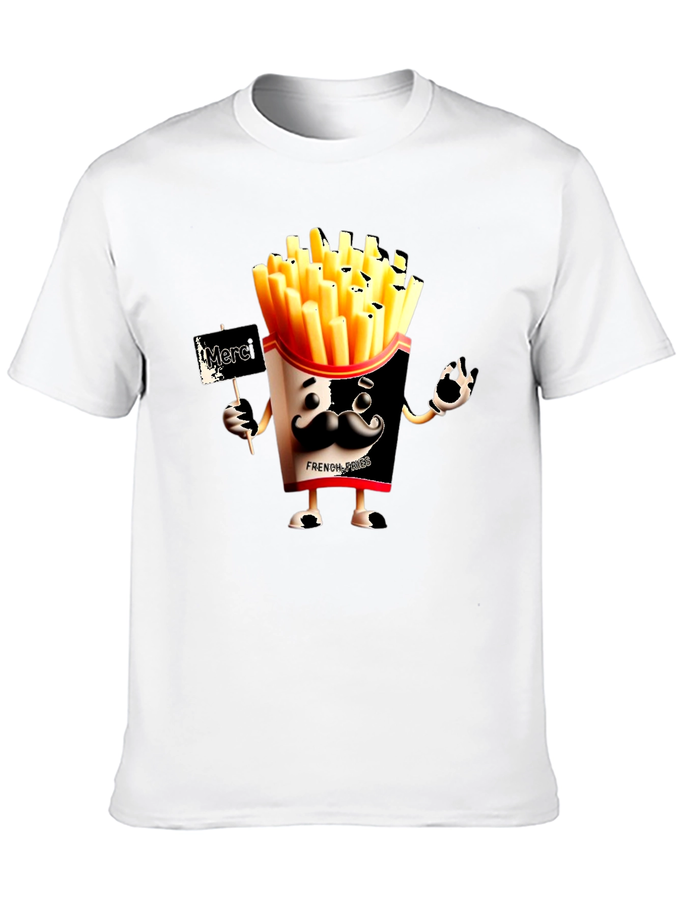 Novelty French Fries Graphic Black T-Shirt