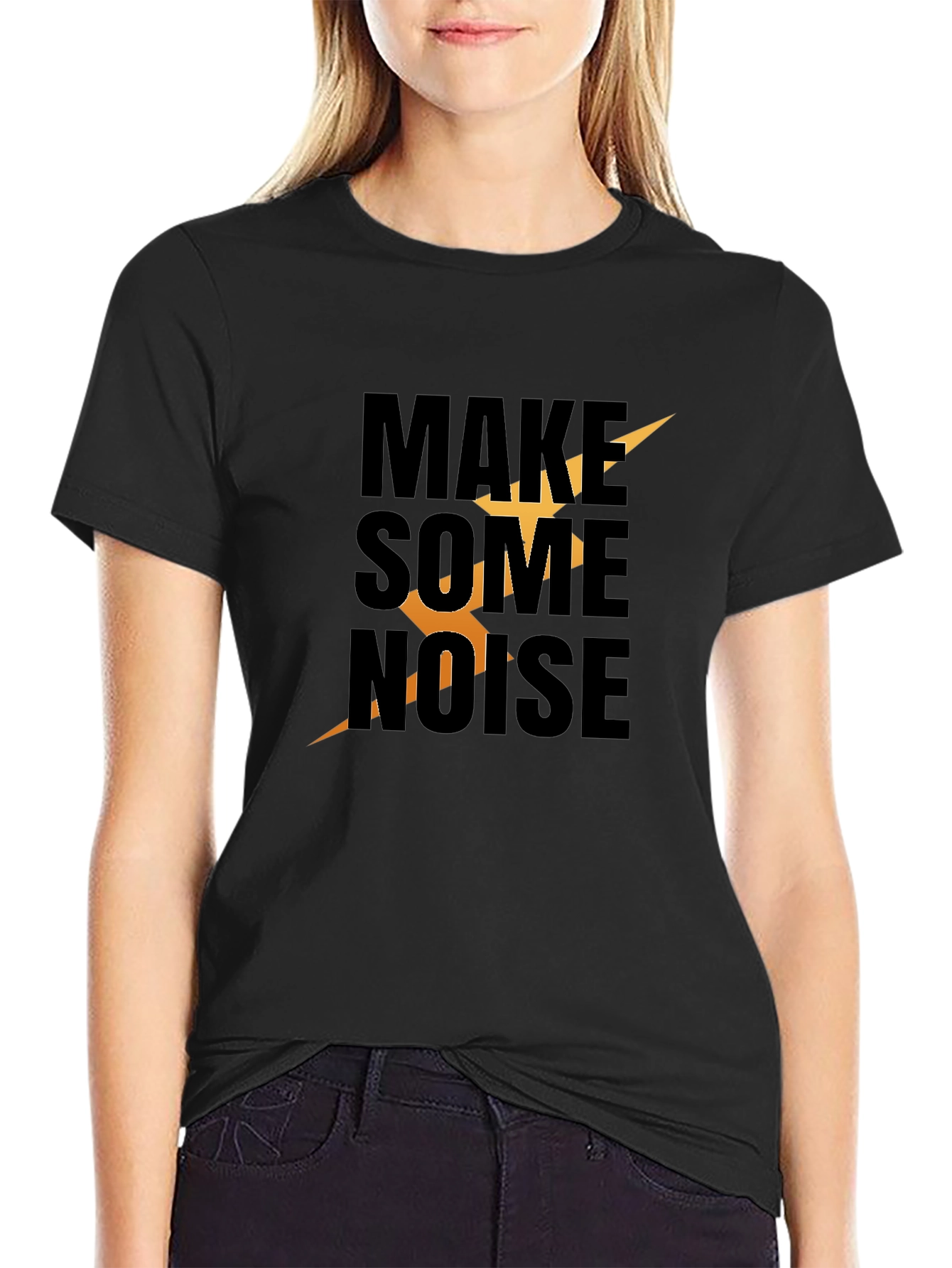 Make Some Noise Graphic Tee - Trendy Black T-Shirt