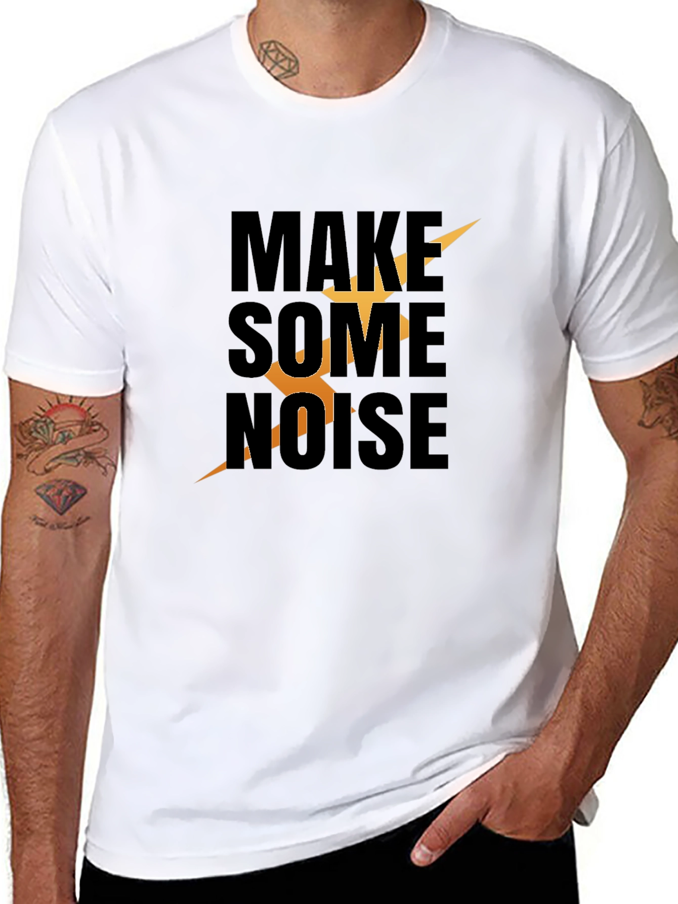Make Some Noise Graphic Tee - Trendy Black T-Shirt