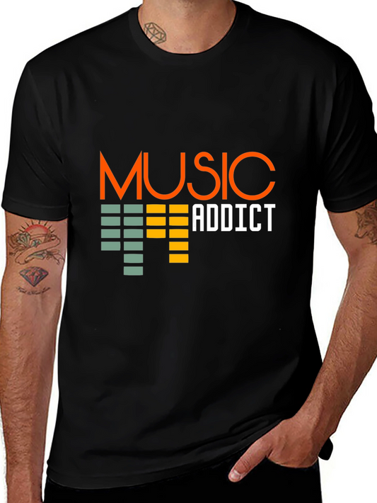 Music Addict Black T-Shirt Graphic Tee