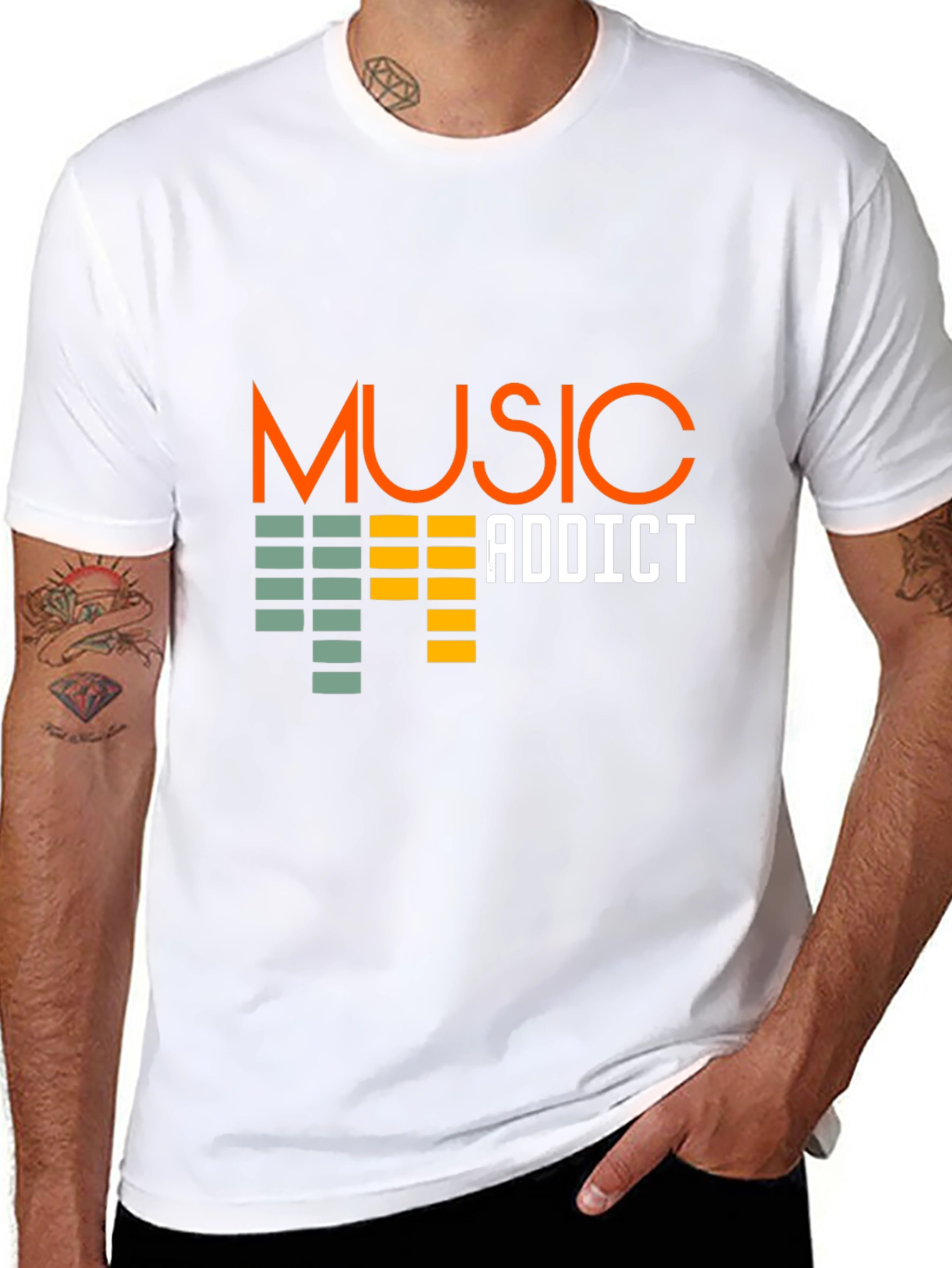 Music Addict Black T-Shirt Graphic Tee