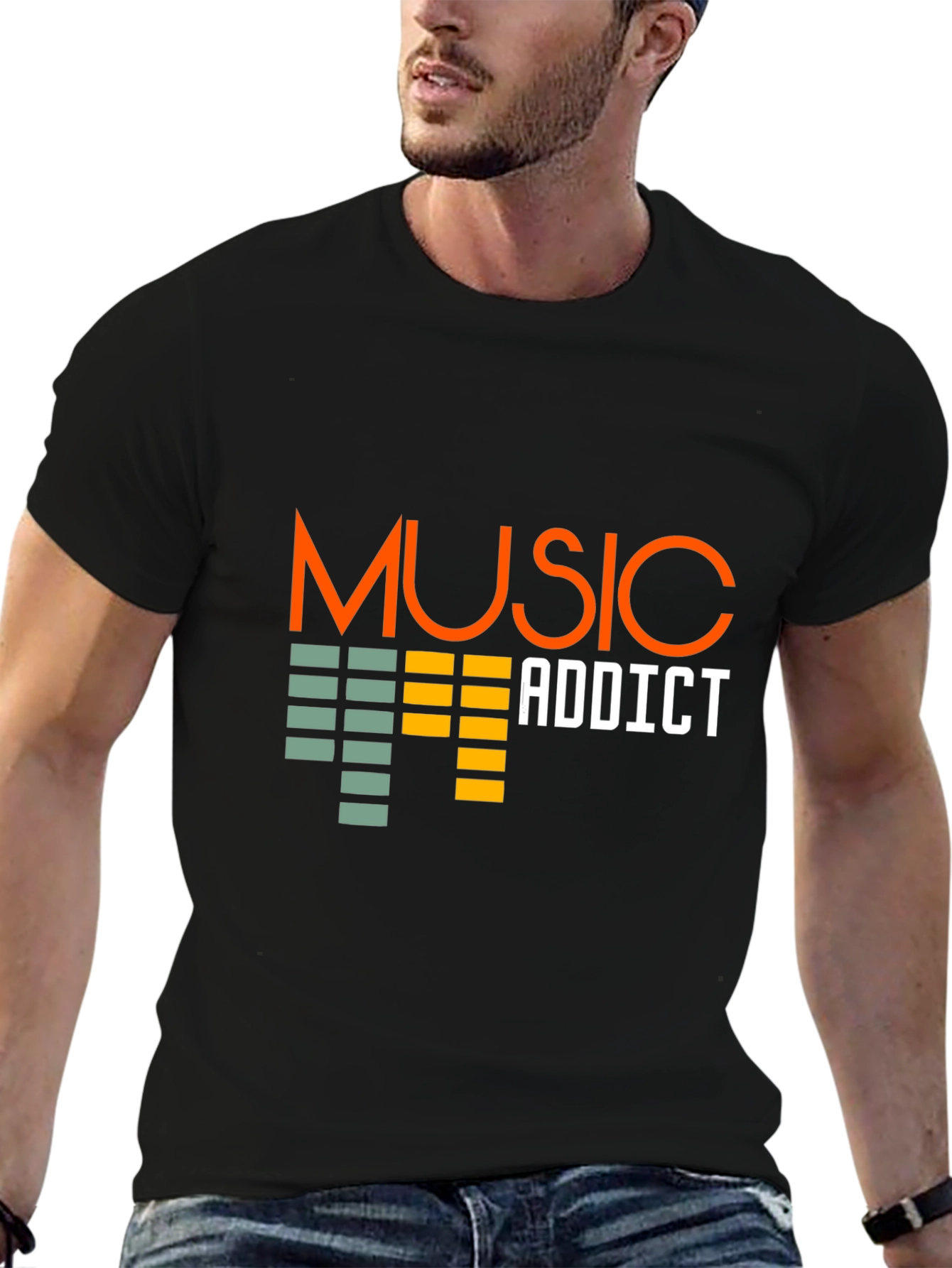 Music Addict Black T-Shirt Graphic Tee