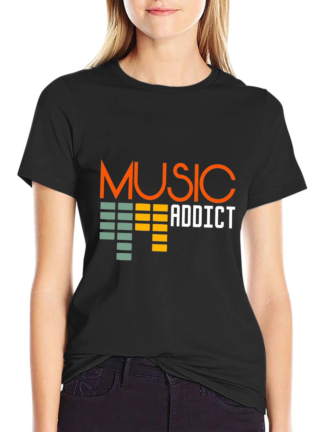 Music Addict Black T-Shirt Graphic Tee