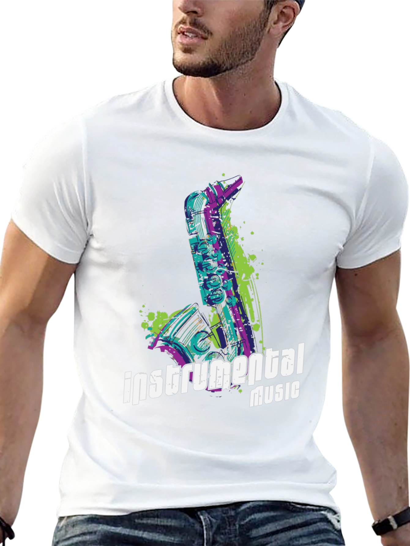 Instrumental Music T-Shirt - Saxophone Design