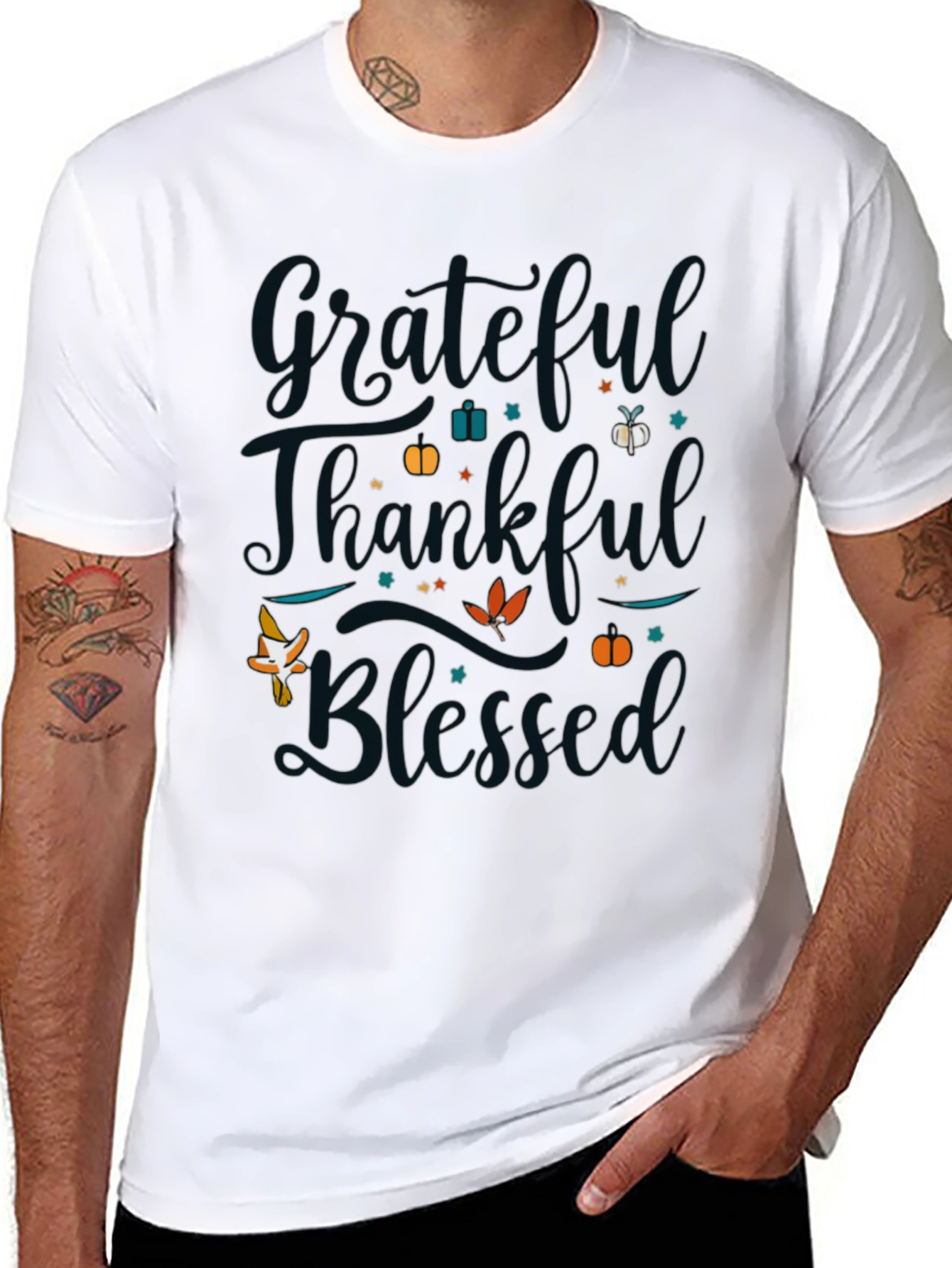 Grateful Thankful Blessed Black T-Shirt