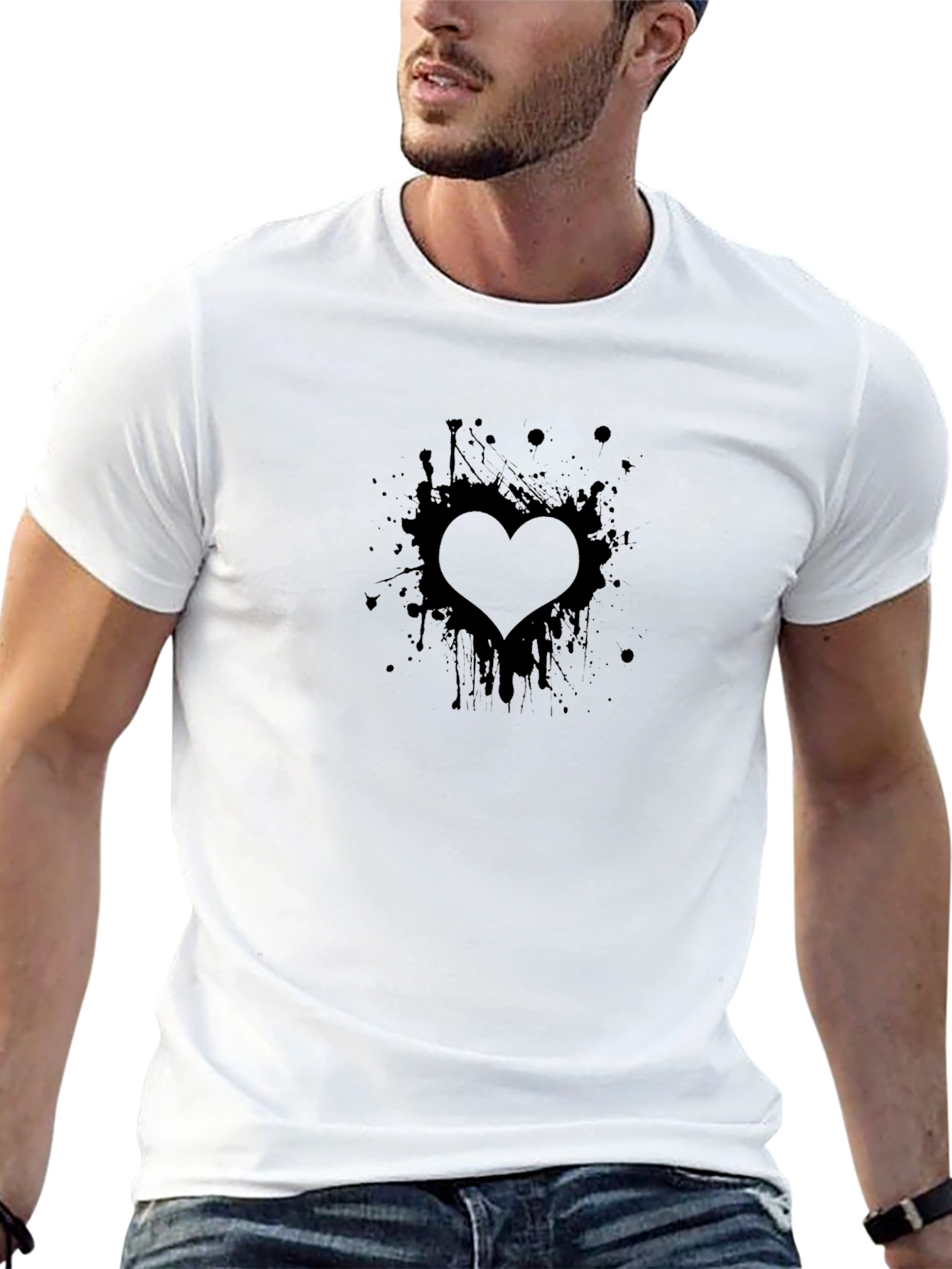 Heart Splatter Black T-Shirt - Trendy Casual Wear