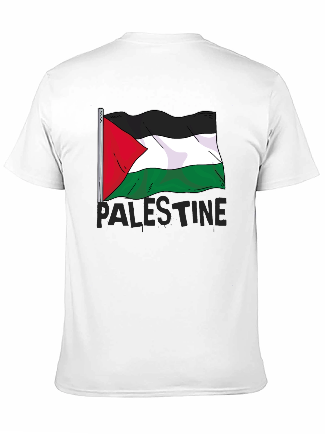 Palestine Flag Graphic Tee - Mens Black T-Shirt