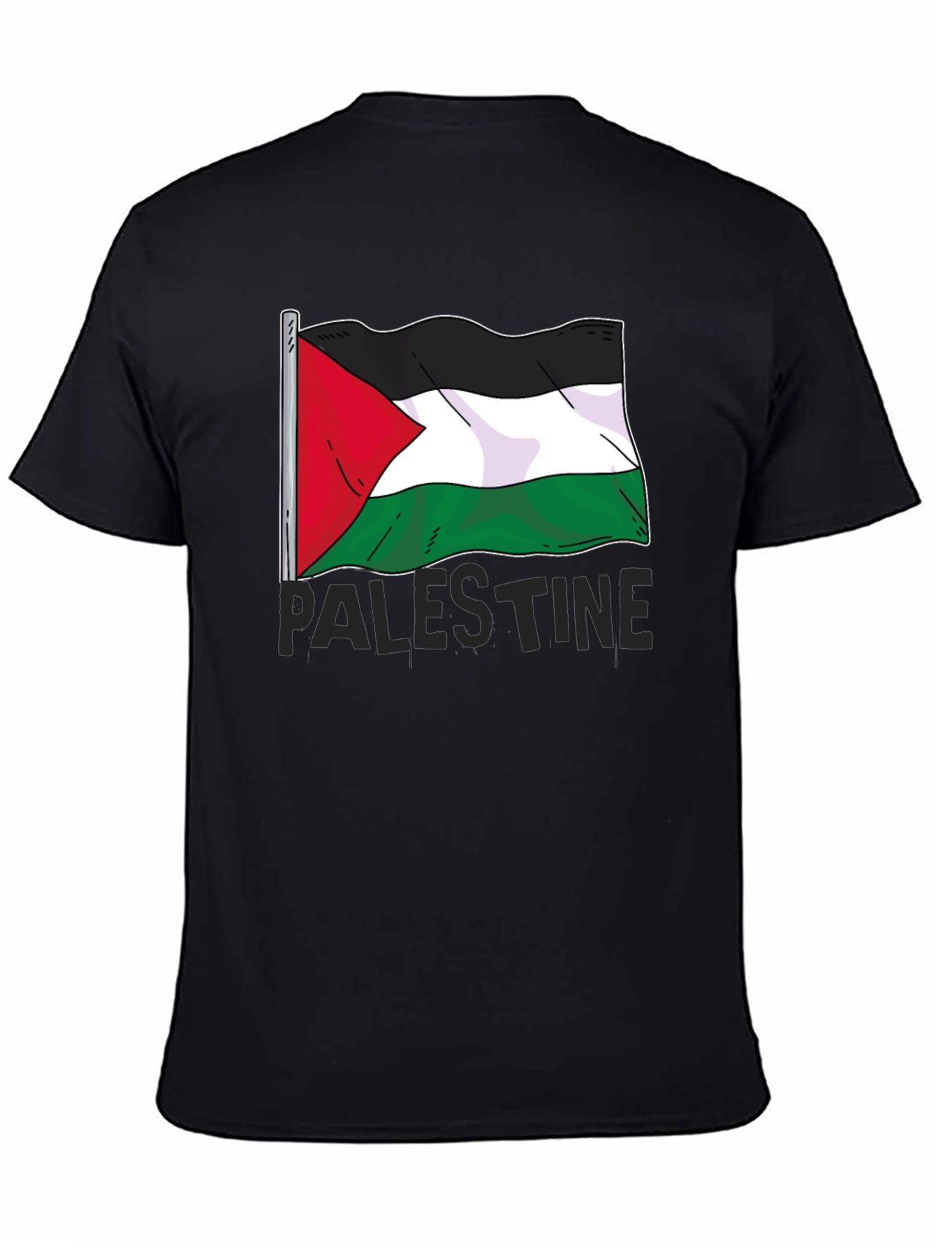 Palestine Flag Graphic Tee - Mens Black T-Shirt