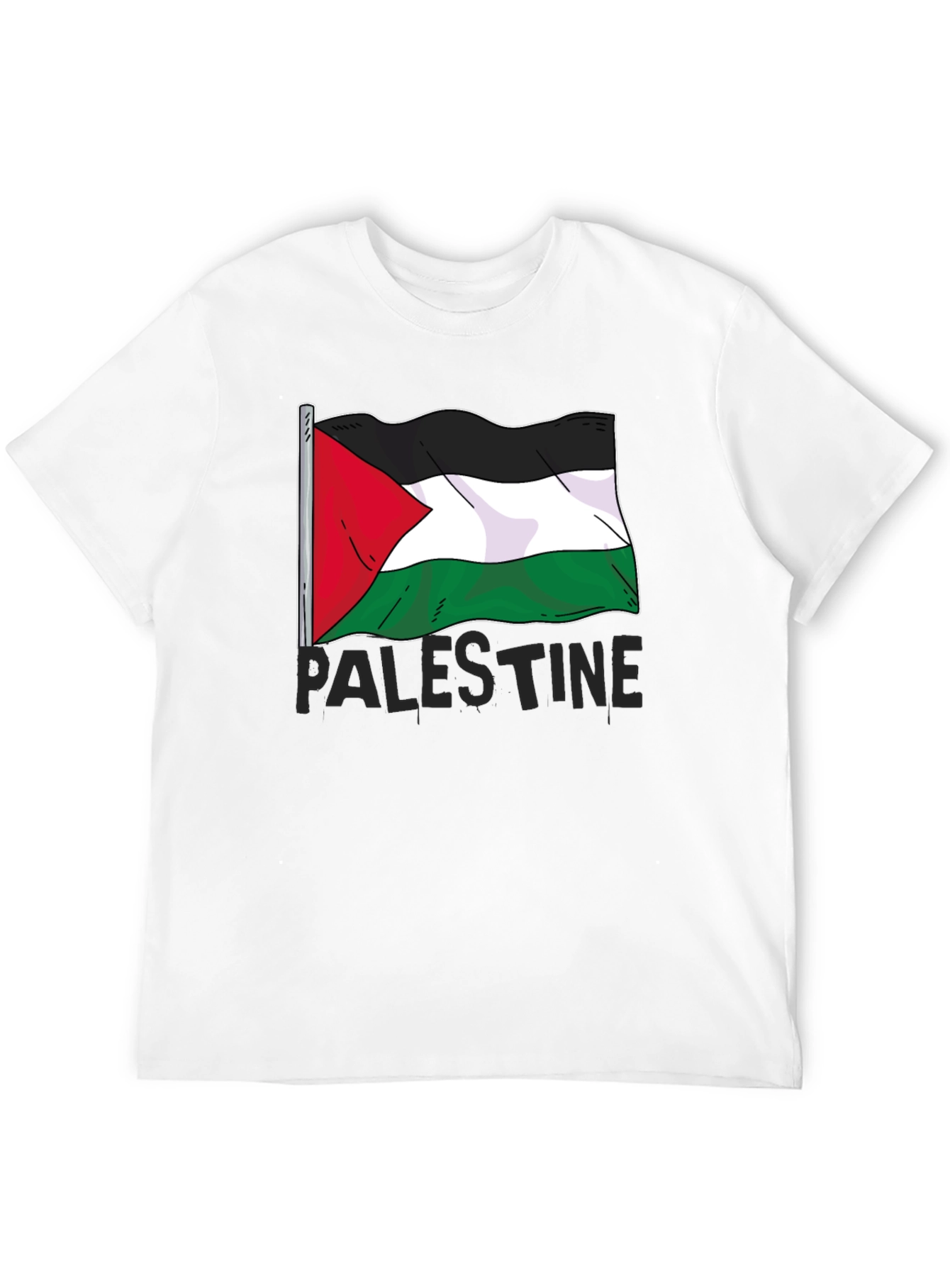 Palestine Flag Graphic Tee - Mens Black T-Shirt