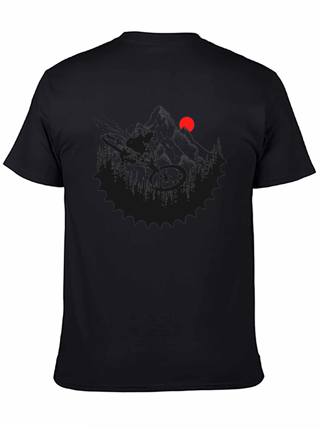 Mens Black Graphic Tee - Mountain Scene