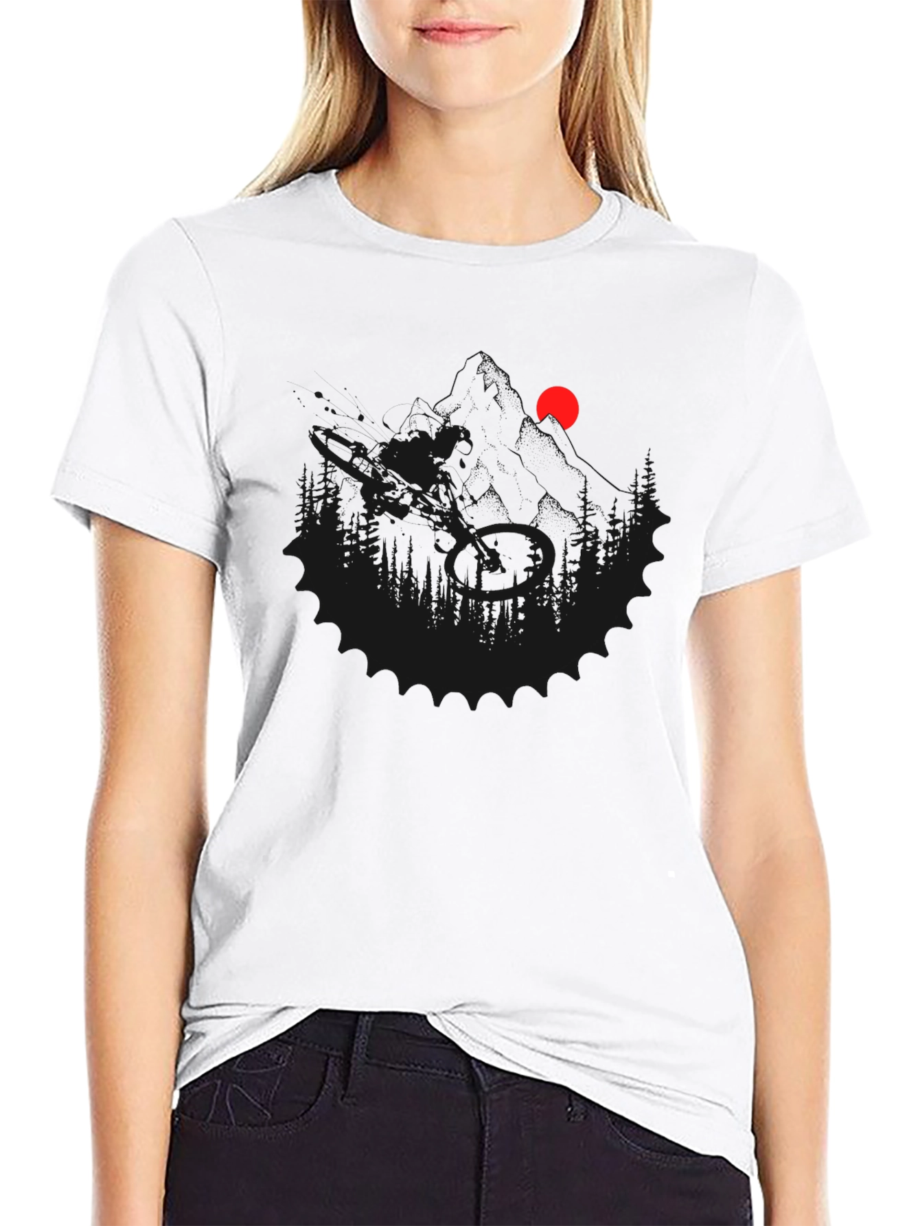Mens Black Graphic Tee - Mountain Scene