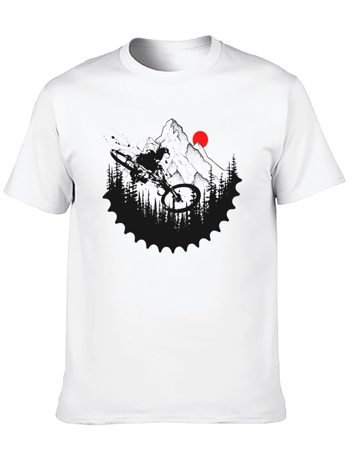 Mens Black Graphic Tee - Mountain Scene