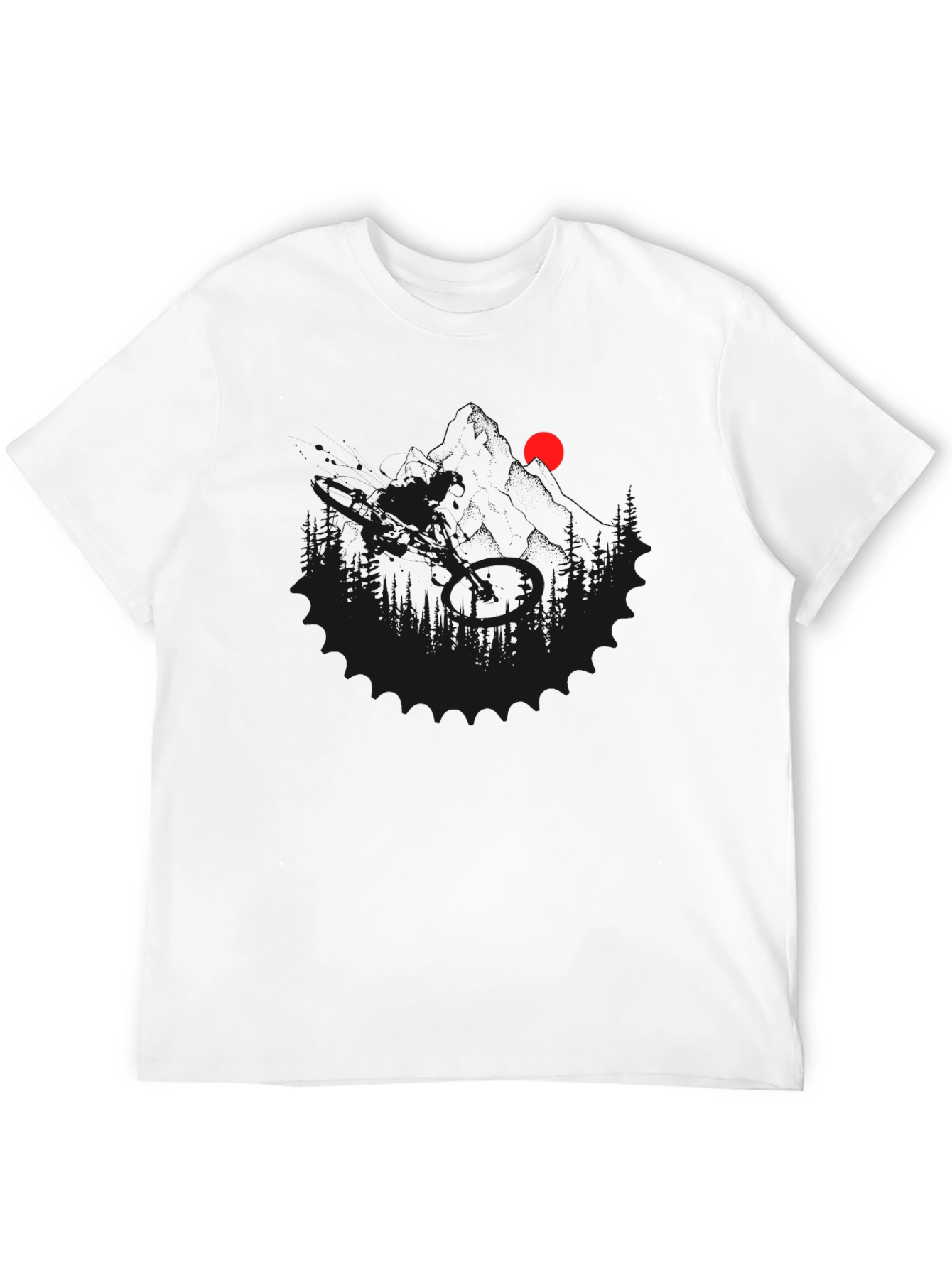 Mens Black Graphic Tee - Mountain Scene