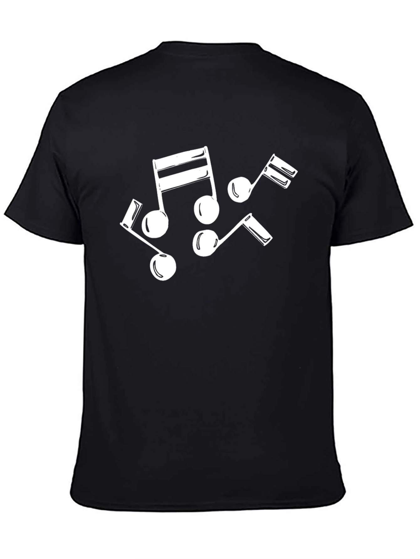 Musical Notes Graphic Tee - Black Cotton T-Shirt