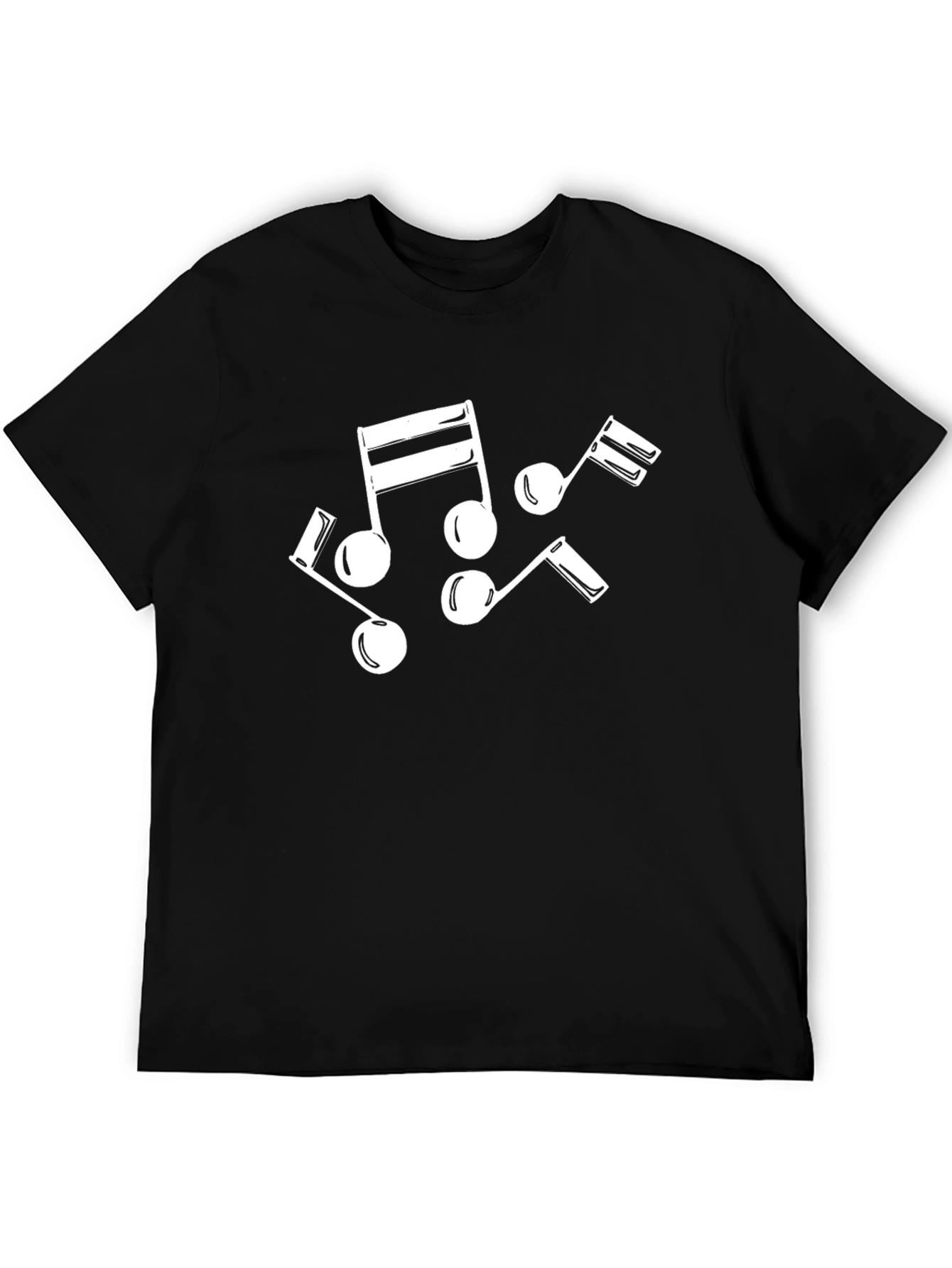 Musical Notes Graphic Tee - Black Cotton T-Shirt