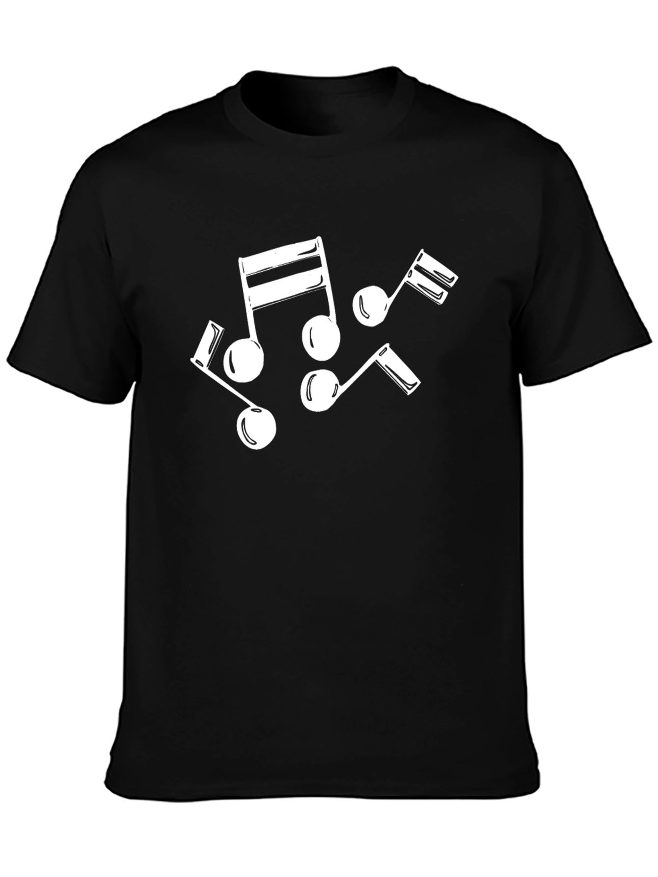 Musical Notes Graphic Tee - Black Cotton T-Shirt