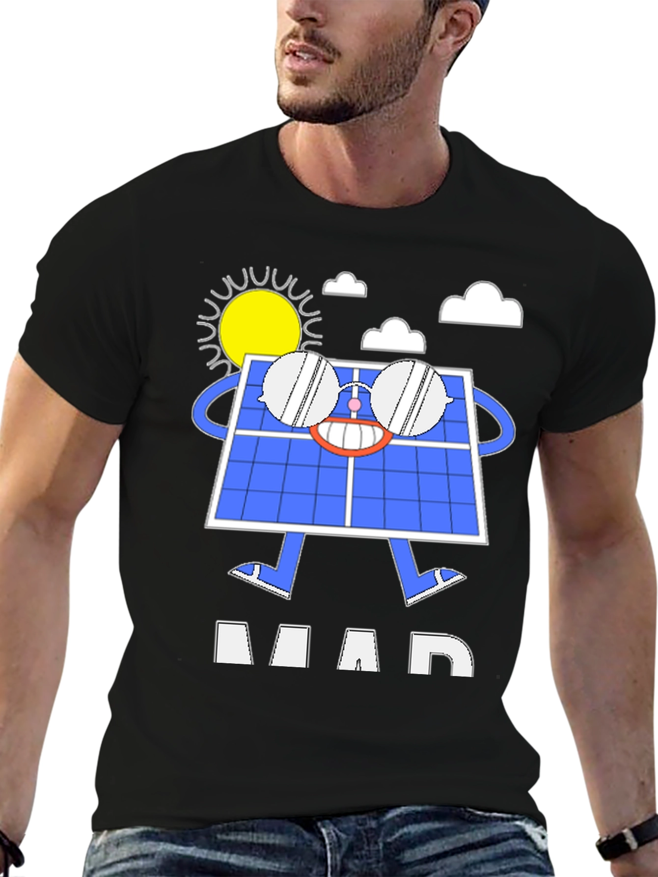 Funny Solar Panel Cartoon Graphic T-Shirt