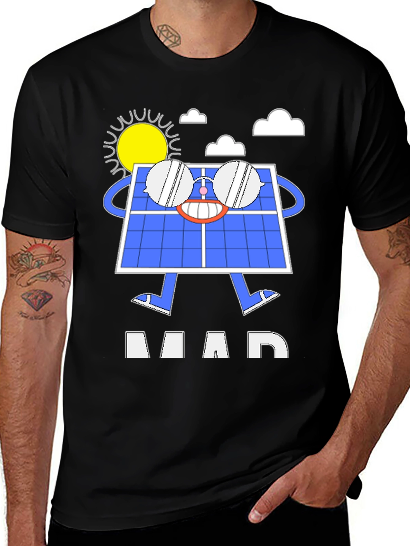 Funny Solar Panel Cartoon Graphic T-Shirt