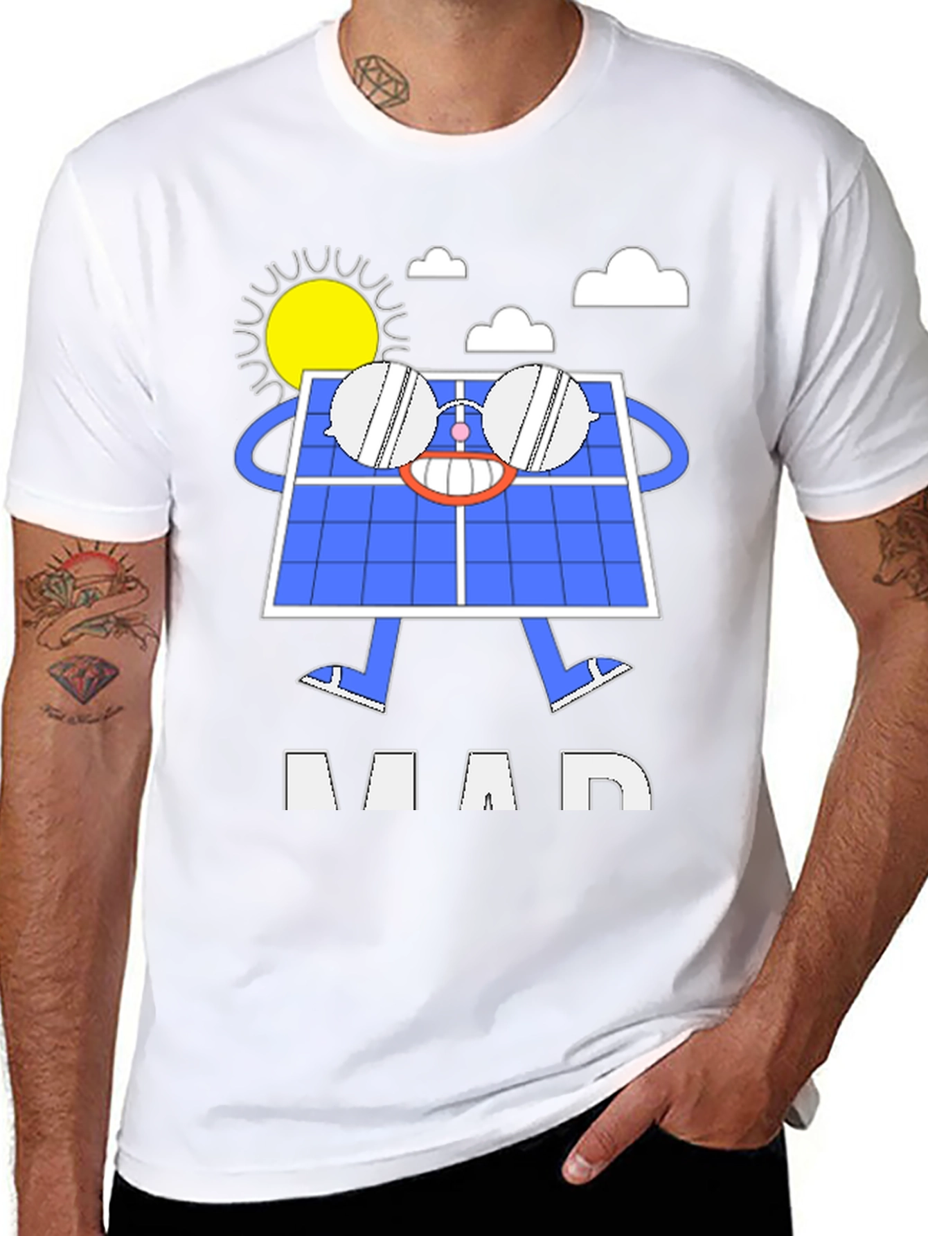 Funny Solar Panel Cartoon Graphic T-Shirt