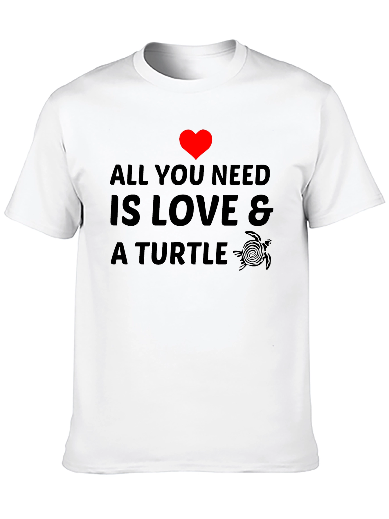 Love & Turtle Graphic Tee - Casual Black T-Shirt