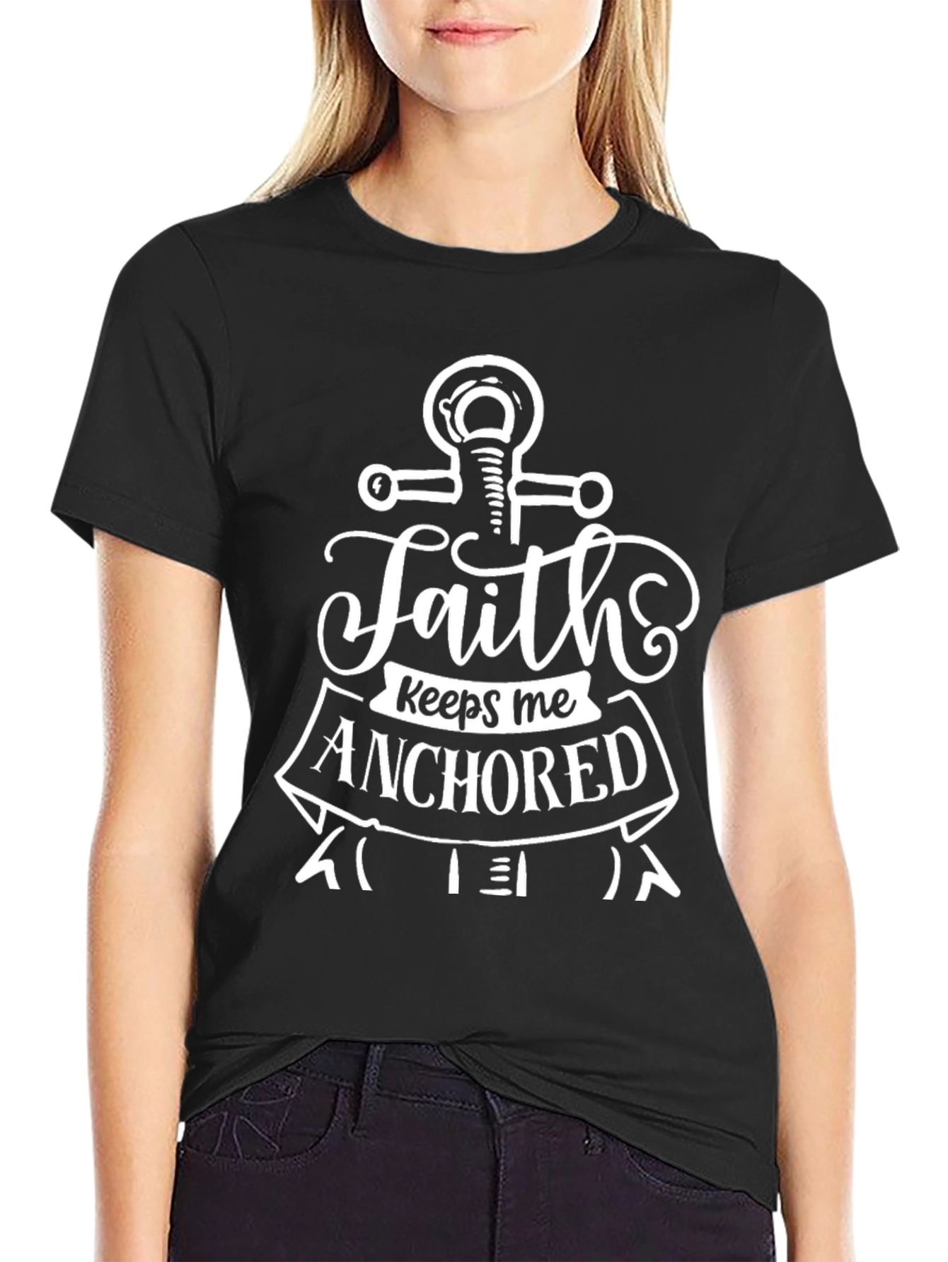 Faith Anchored Graphic T-Shirt - Black