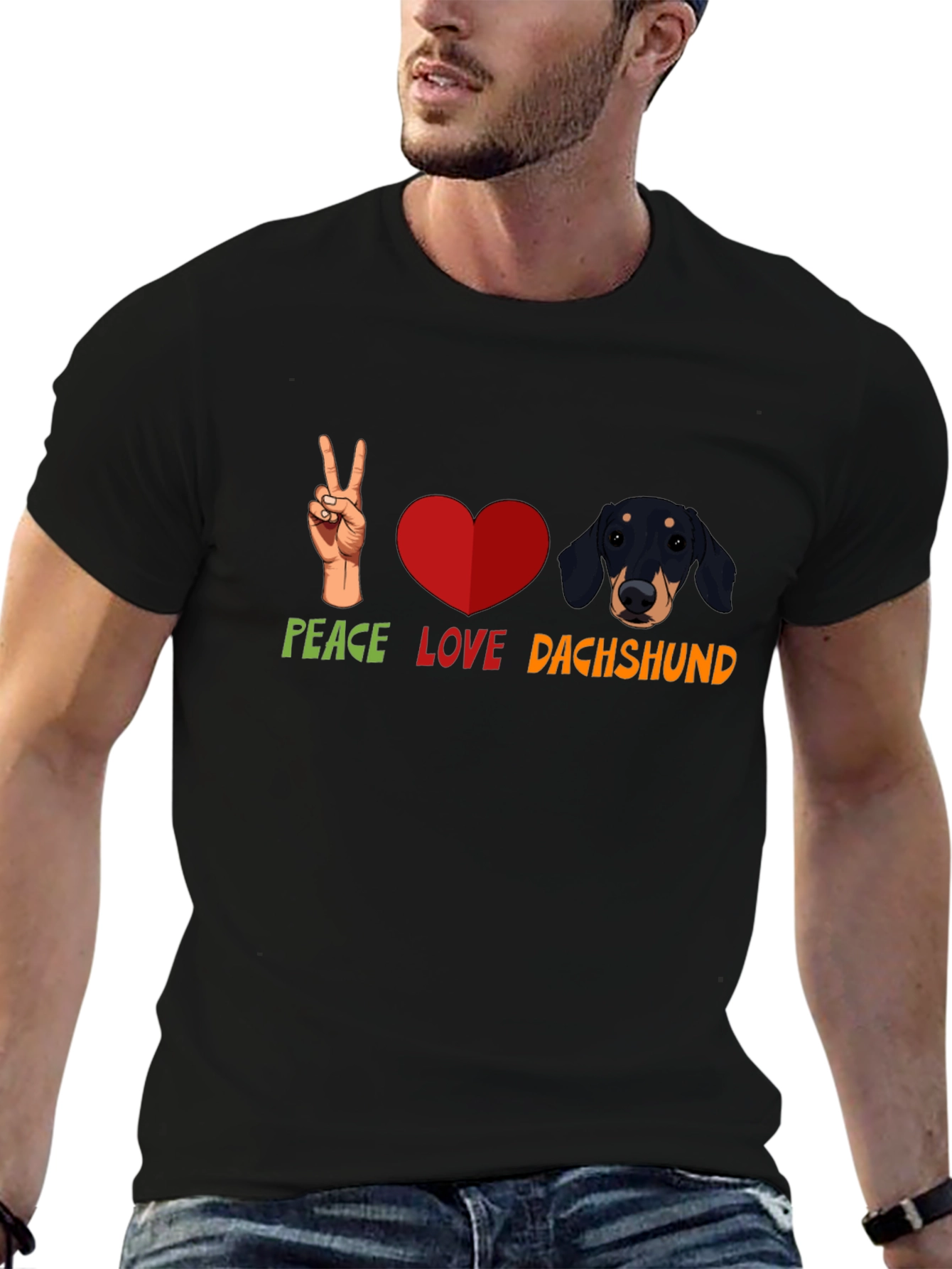Peace Love Dachshund T-Shirt - Cute Dog Tee
