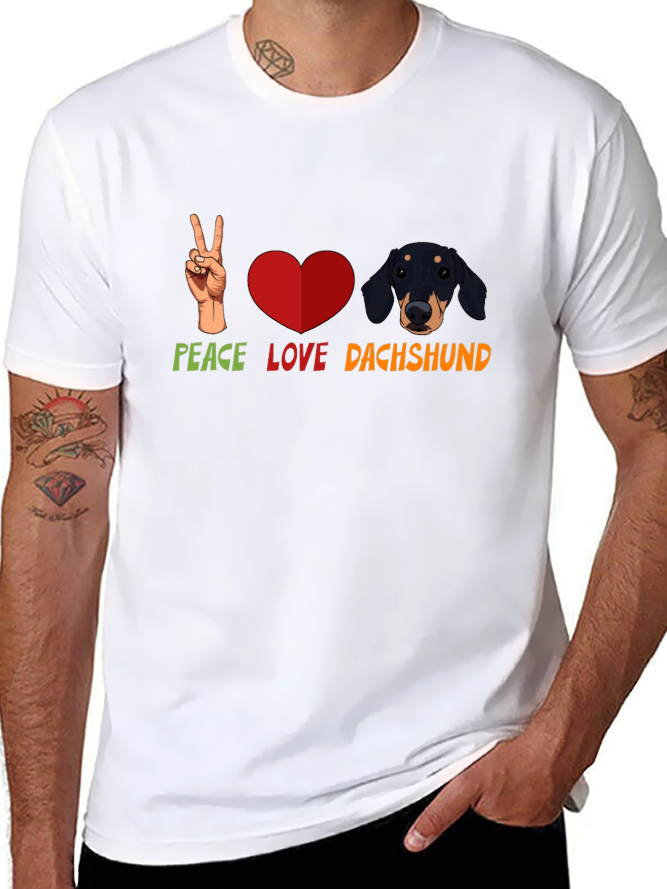 Peace Love Dachshund T-Shirt - Cute Dog Tee