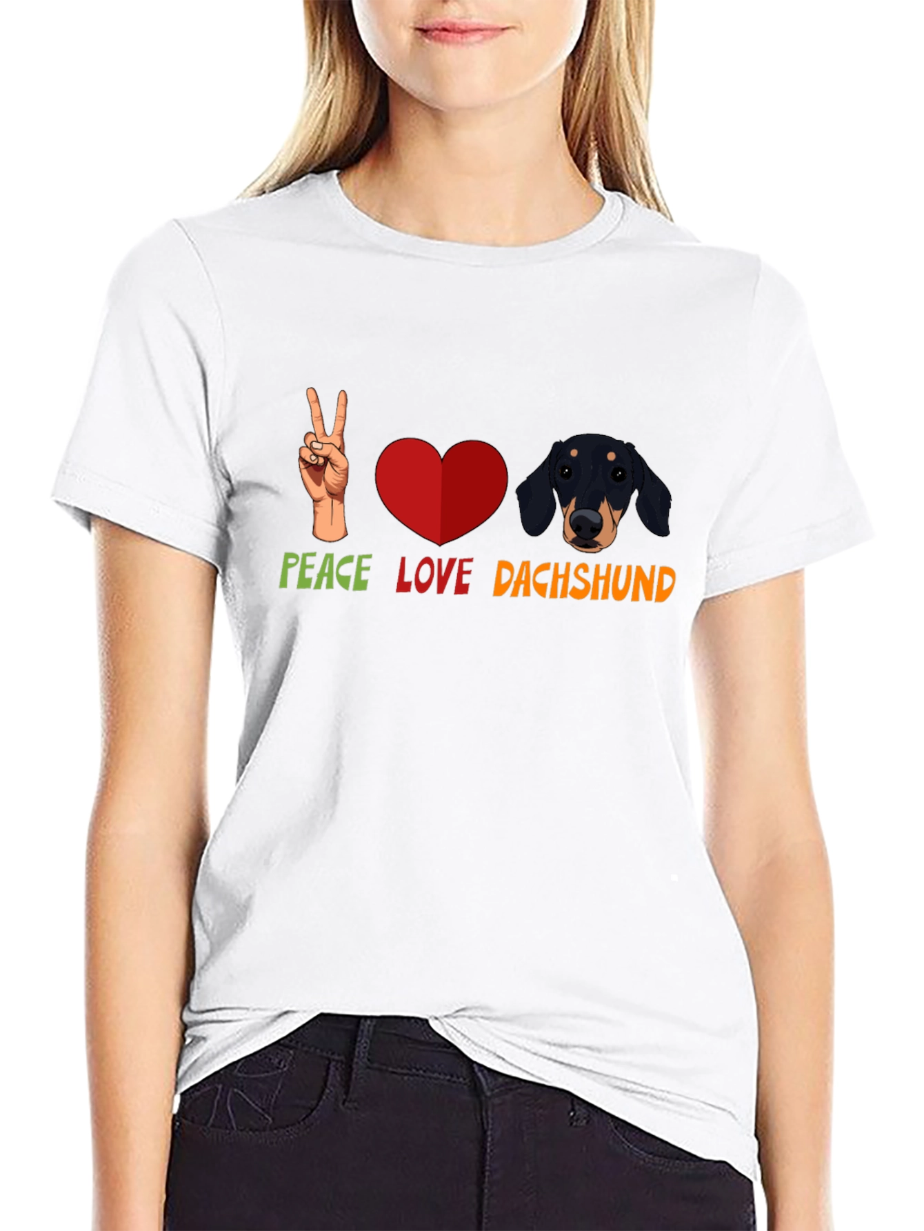 Peace Love Dachshund T-Shirt - Cute Dog Tee
