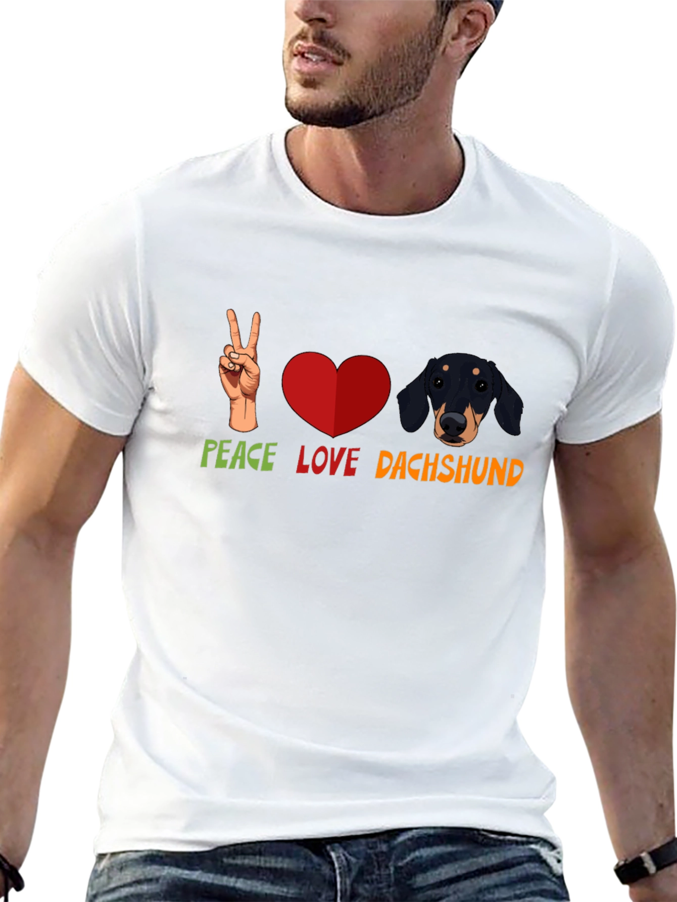 Peace Love Dachshund T-Shirt - Cute Dog Tee