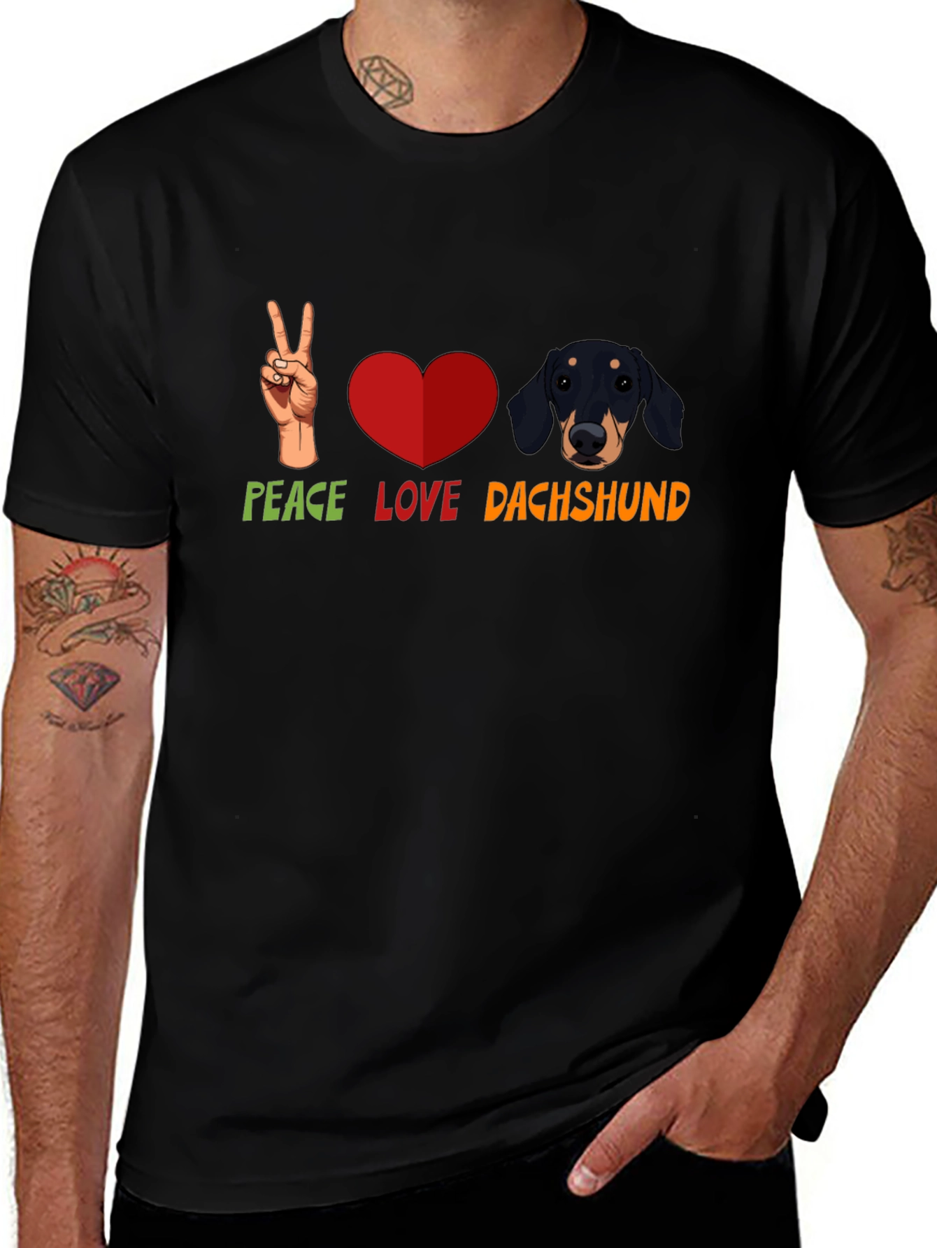 Peace Love Dachshund T-Shirt - Cute Dog Tee