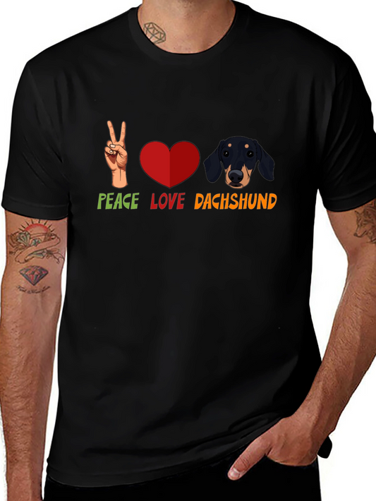 Peace Love Dachshund T-Shirt - Cute Dog Tee
