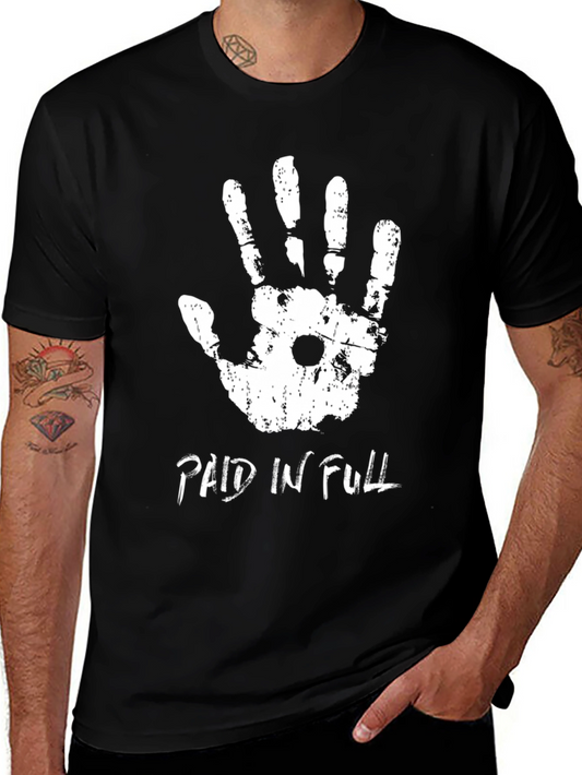 Paid In Full Handprint Graphic Black T-Shirt