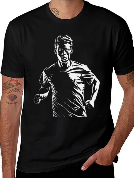 Mens Black Graphic Tee - Runner Silhouette