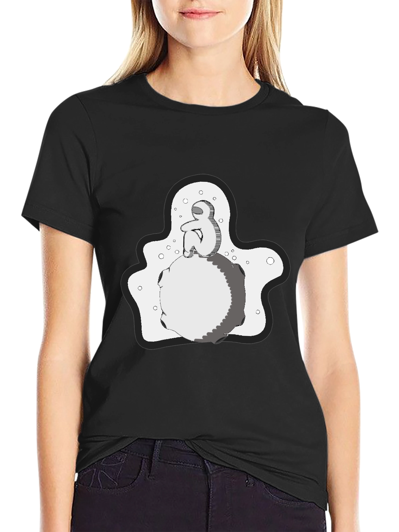 Contemplative Graphic Print T-Shirt - Black