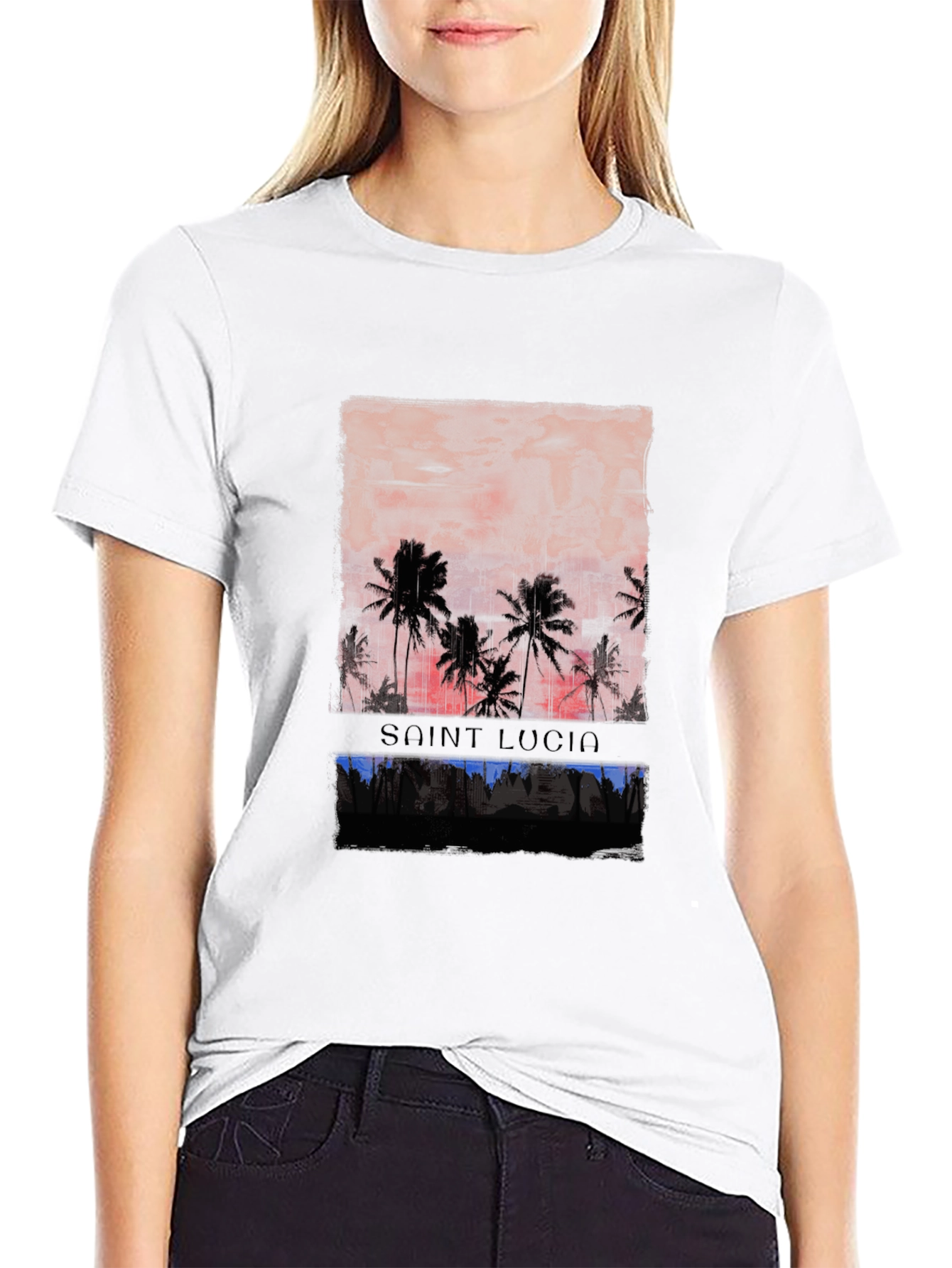 Saint Lucia Palm Sunset Graphic Tee