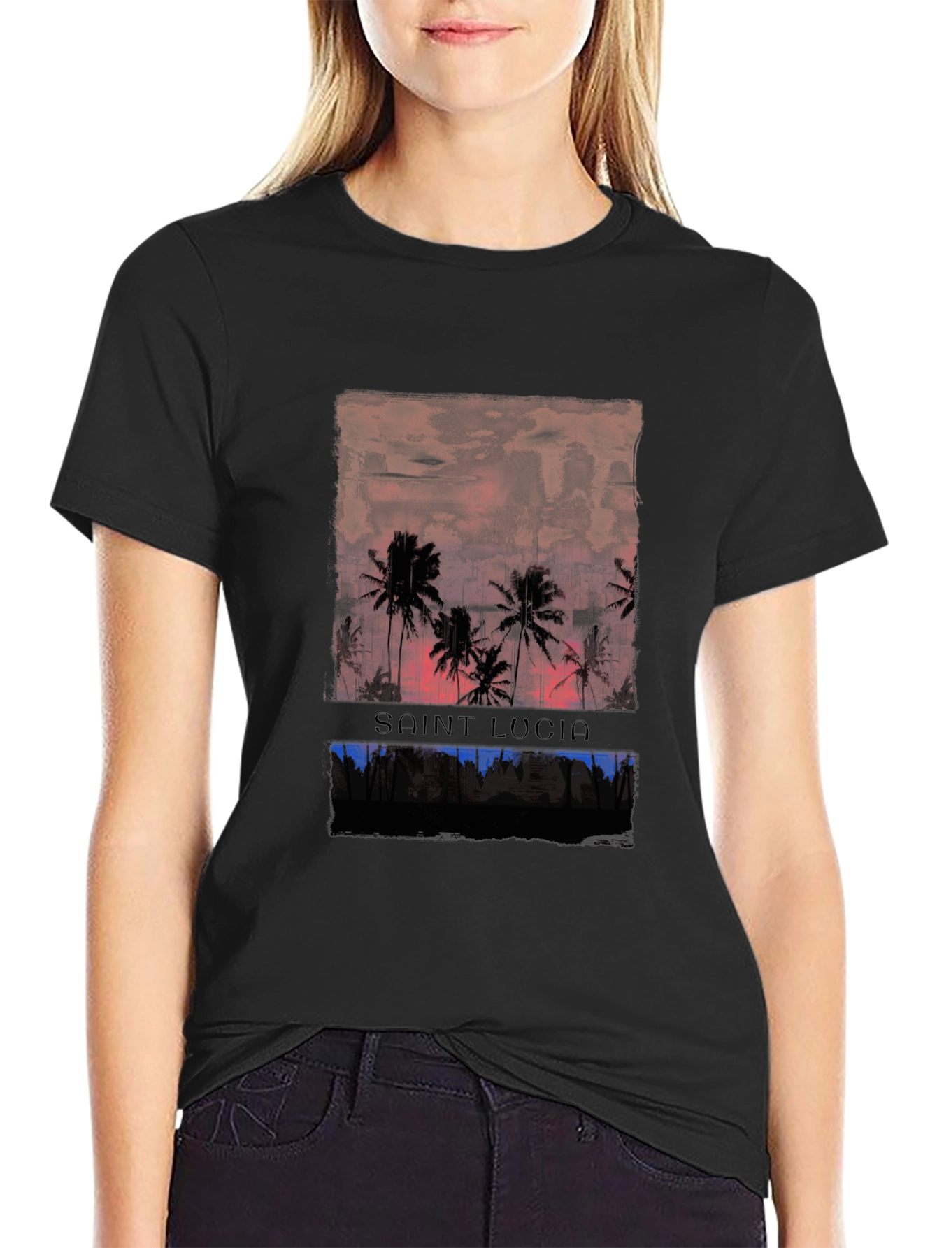 Saint Lucia Palm Sunset Graphic Tee